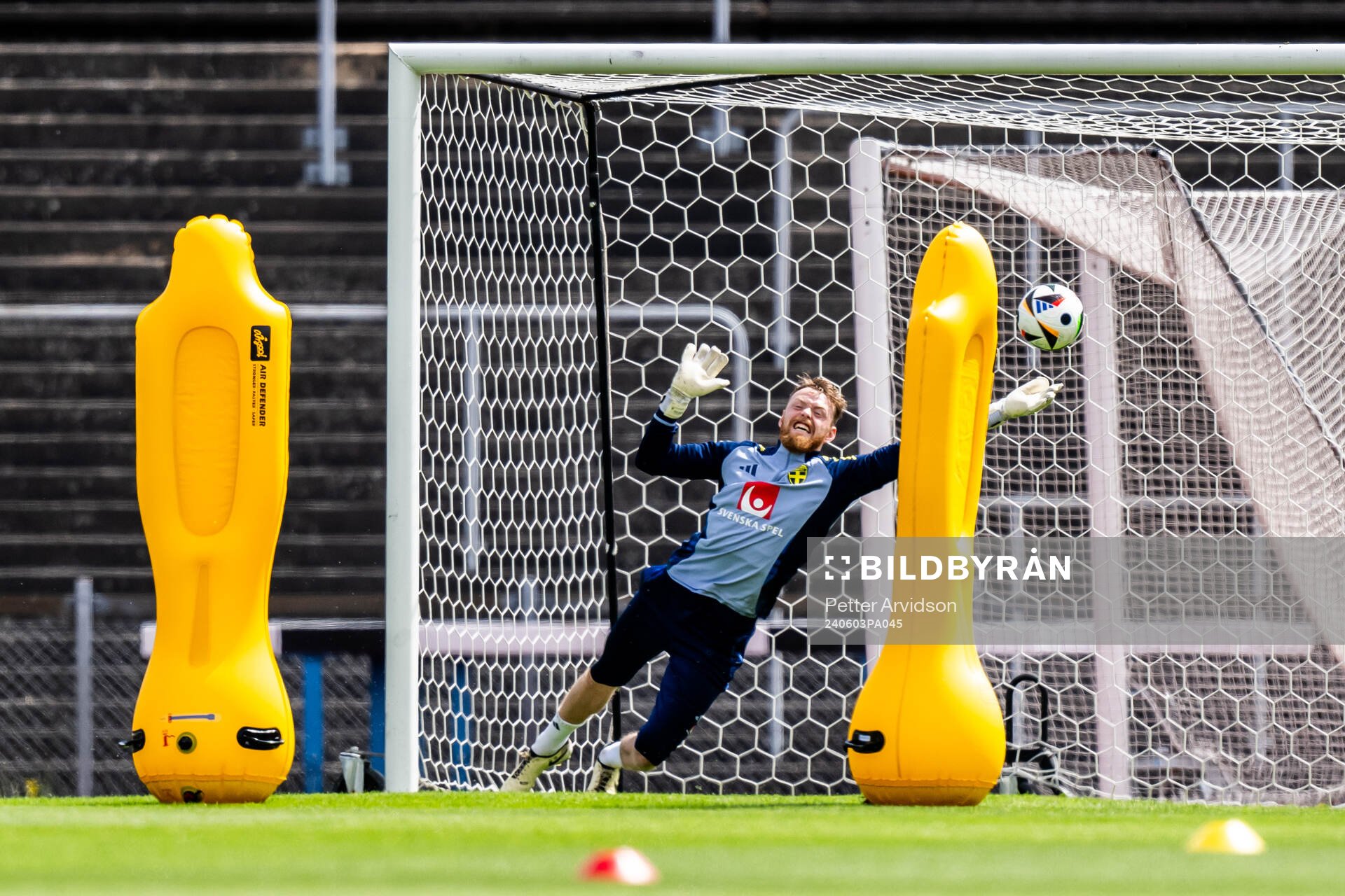 Goalkeeper Viktor Johansson of the Swedish men's national