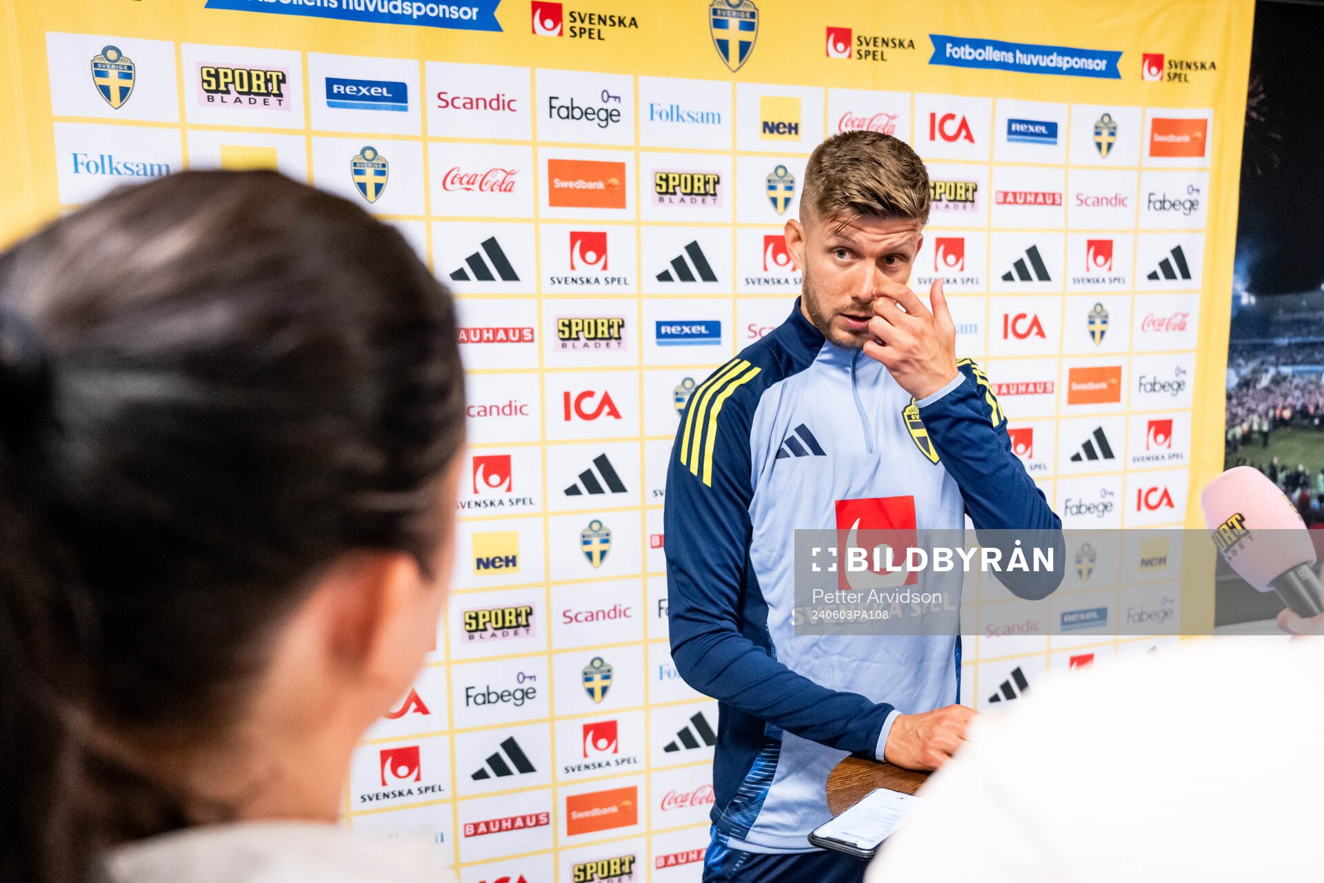 Anton Salétros of the Swedish national football team at a