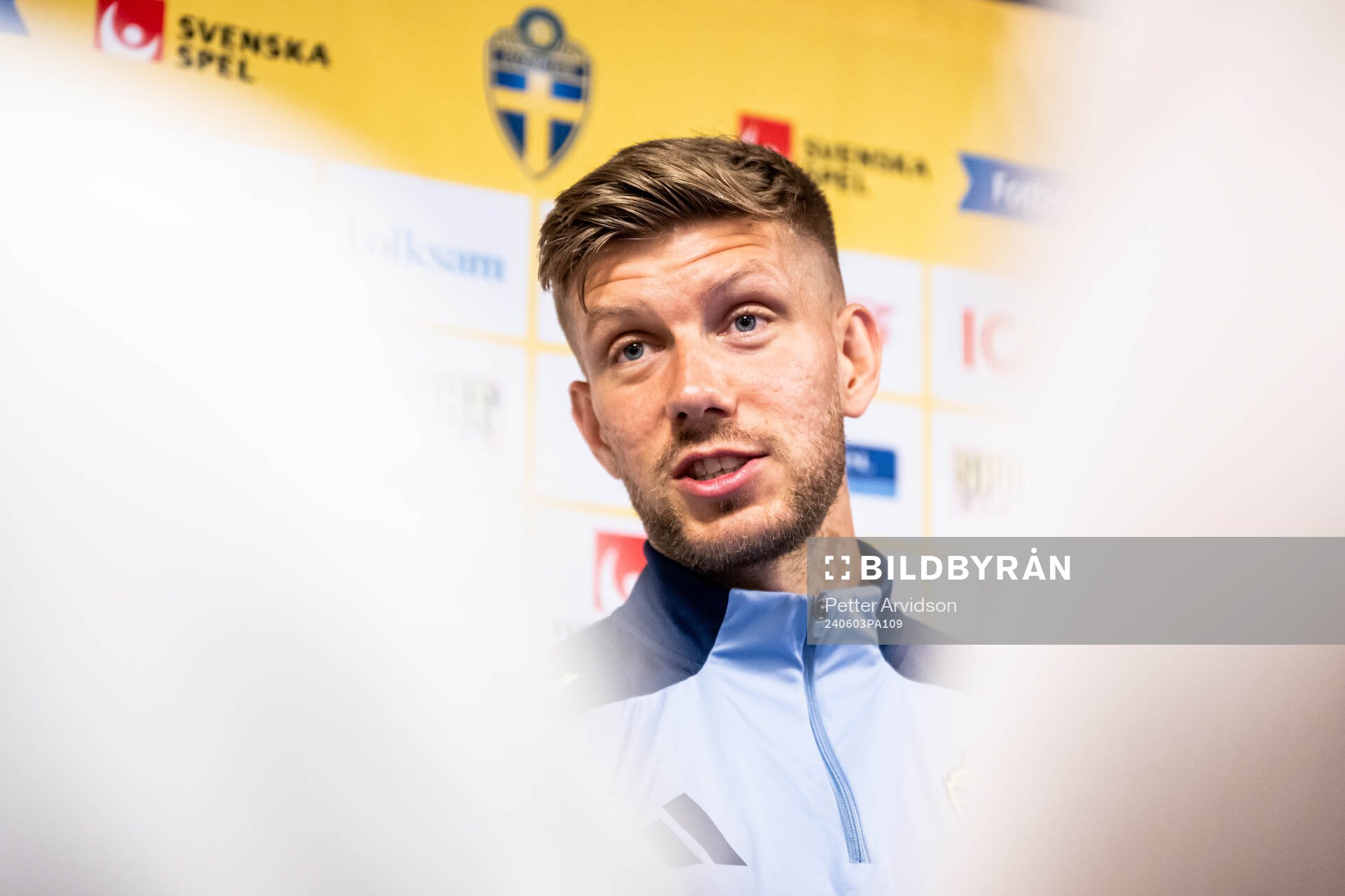 Anton Salétros of the Swedish national football team at a