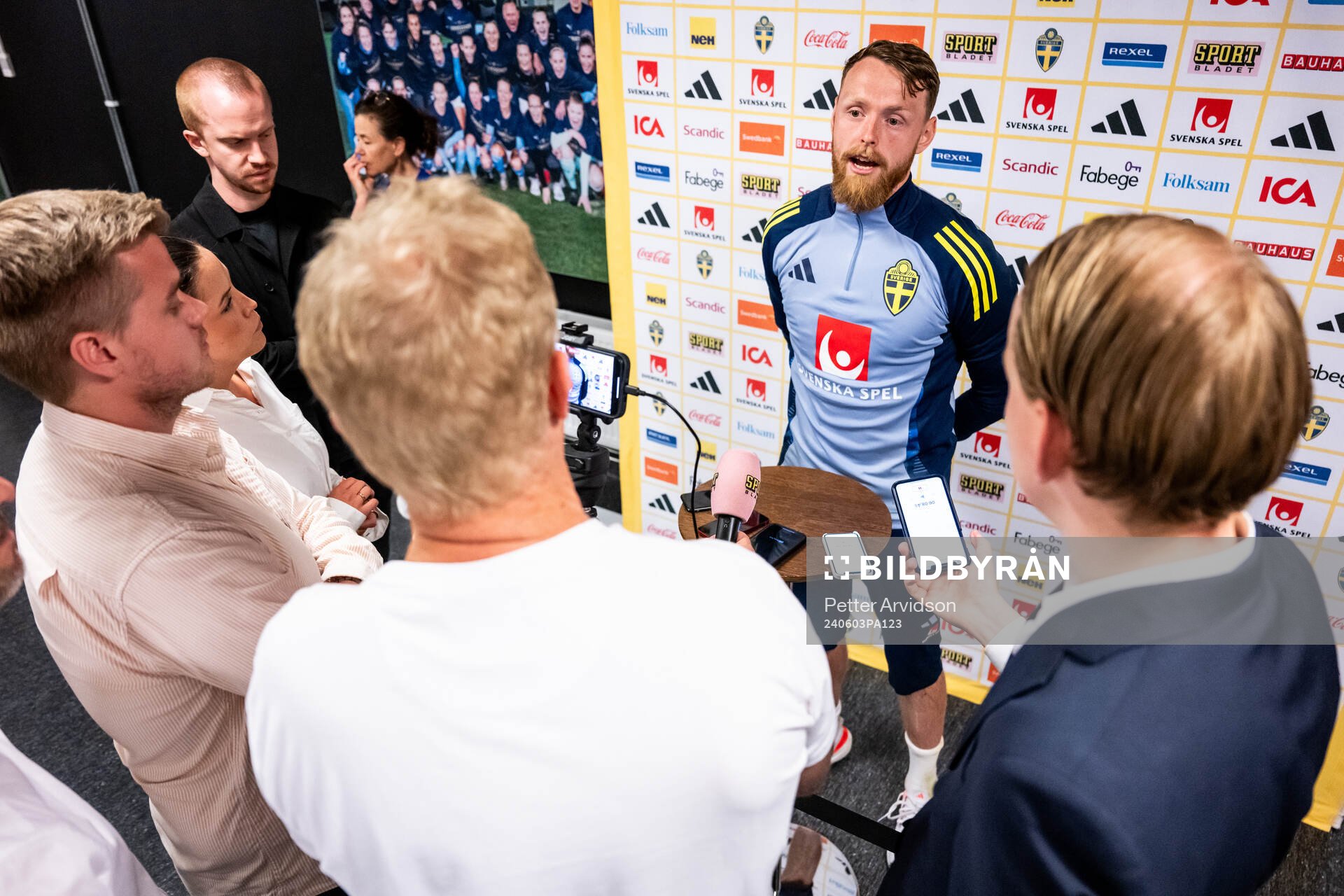 Viktor Johansson of the Swedish national football team at a