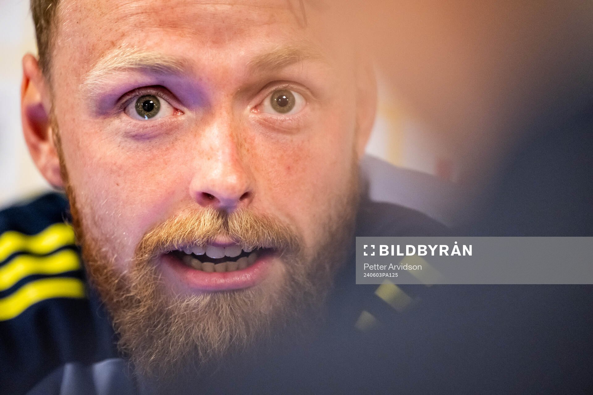 Viktor Johansson of the Swedish national football team at a