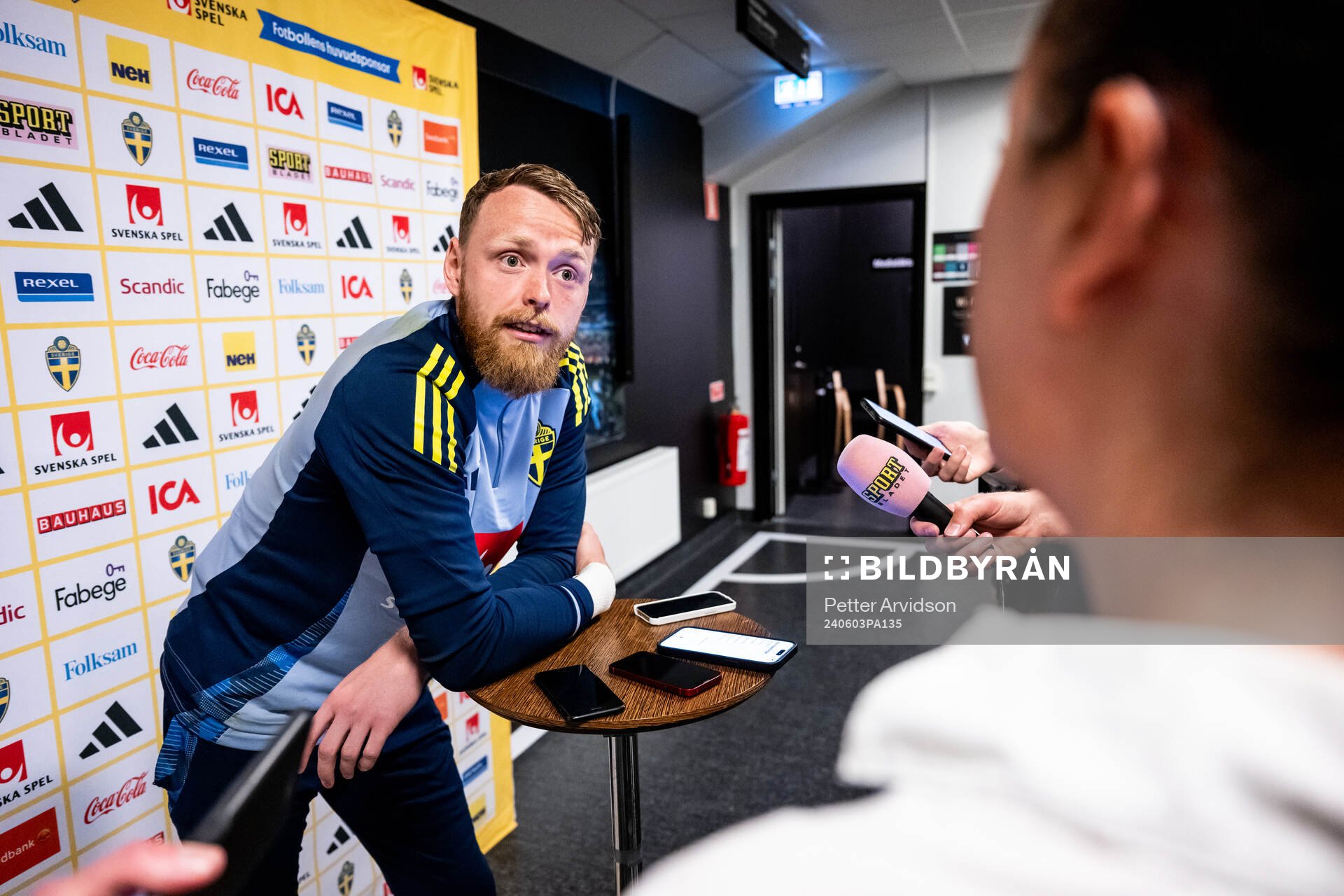 Viktor Johansson of the Swedish national football team at a