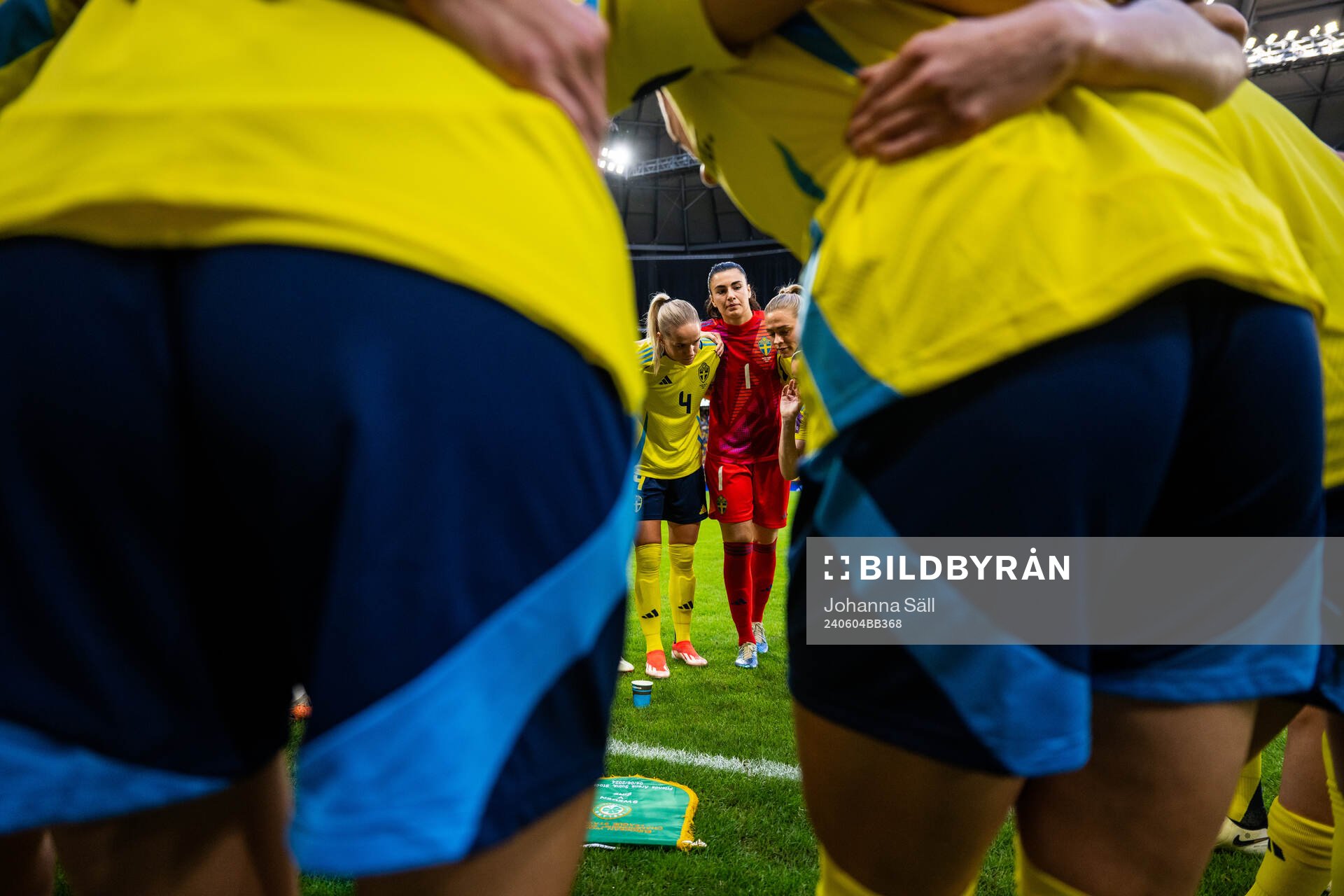 Hanna Lundkvist and goalkeeper Zecira Musovic of Sweden