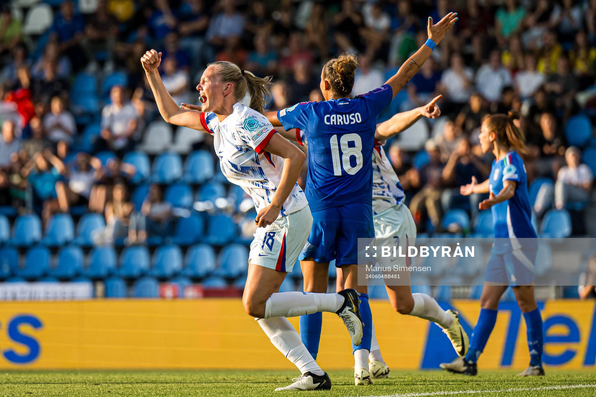 Frida Maanum of Norway celebrates