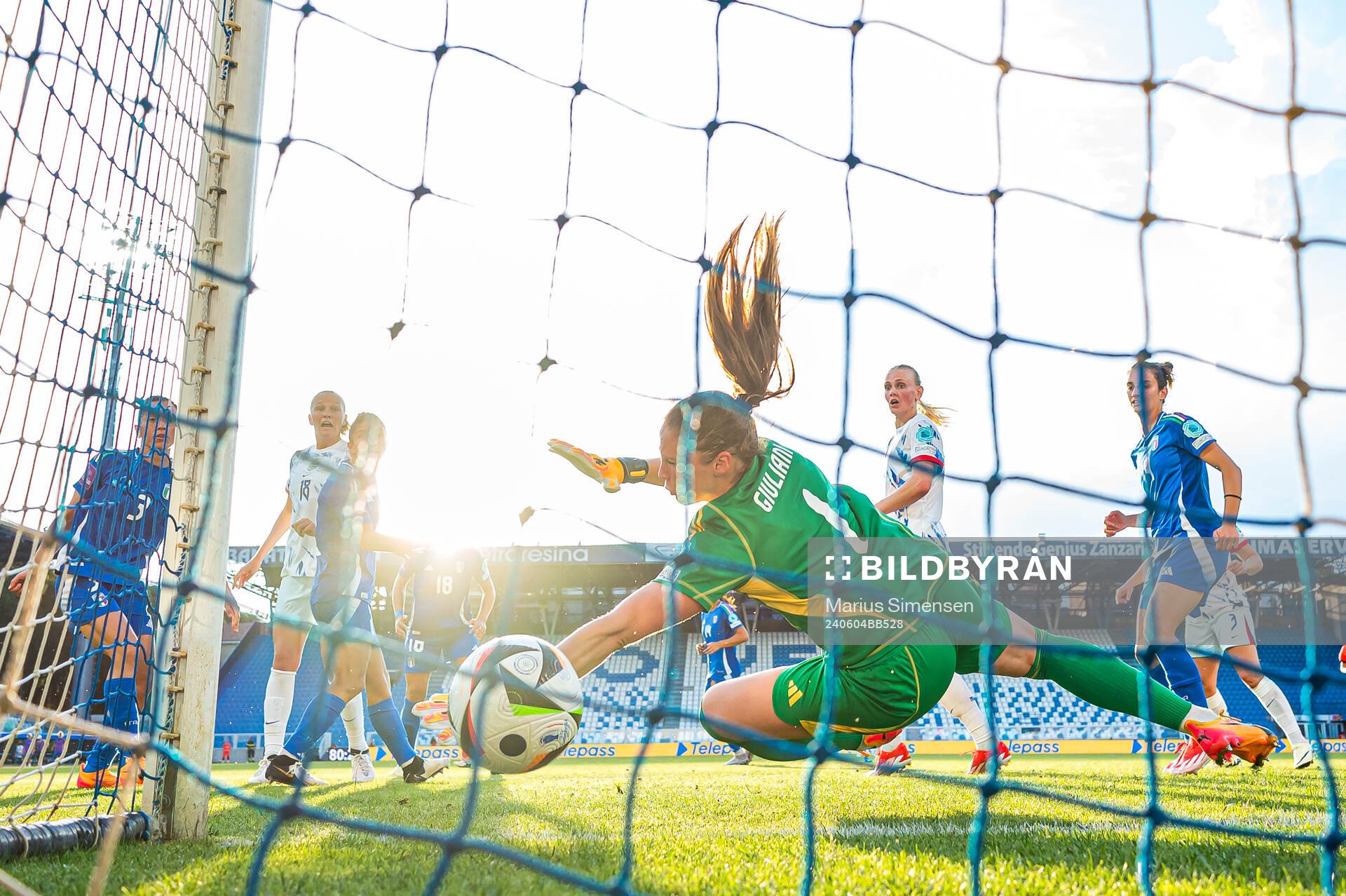 Frida Maanum of Norway scores the 1-1 goal