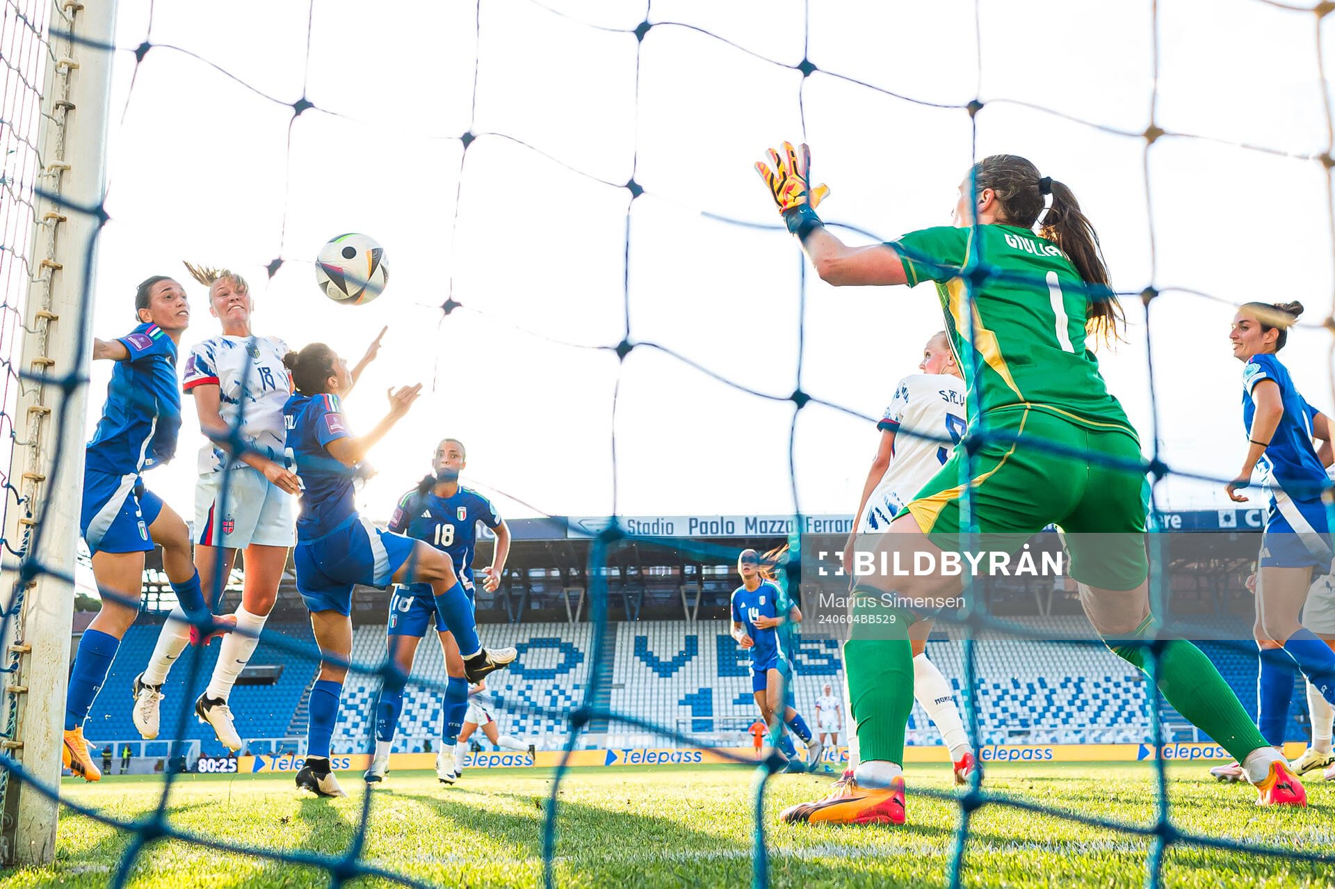Frida Maanum of Norway scores the 1-1 goal