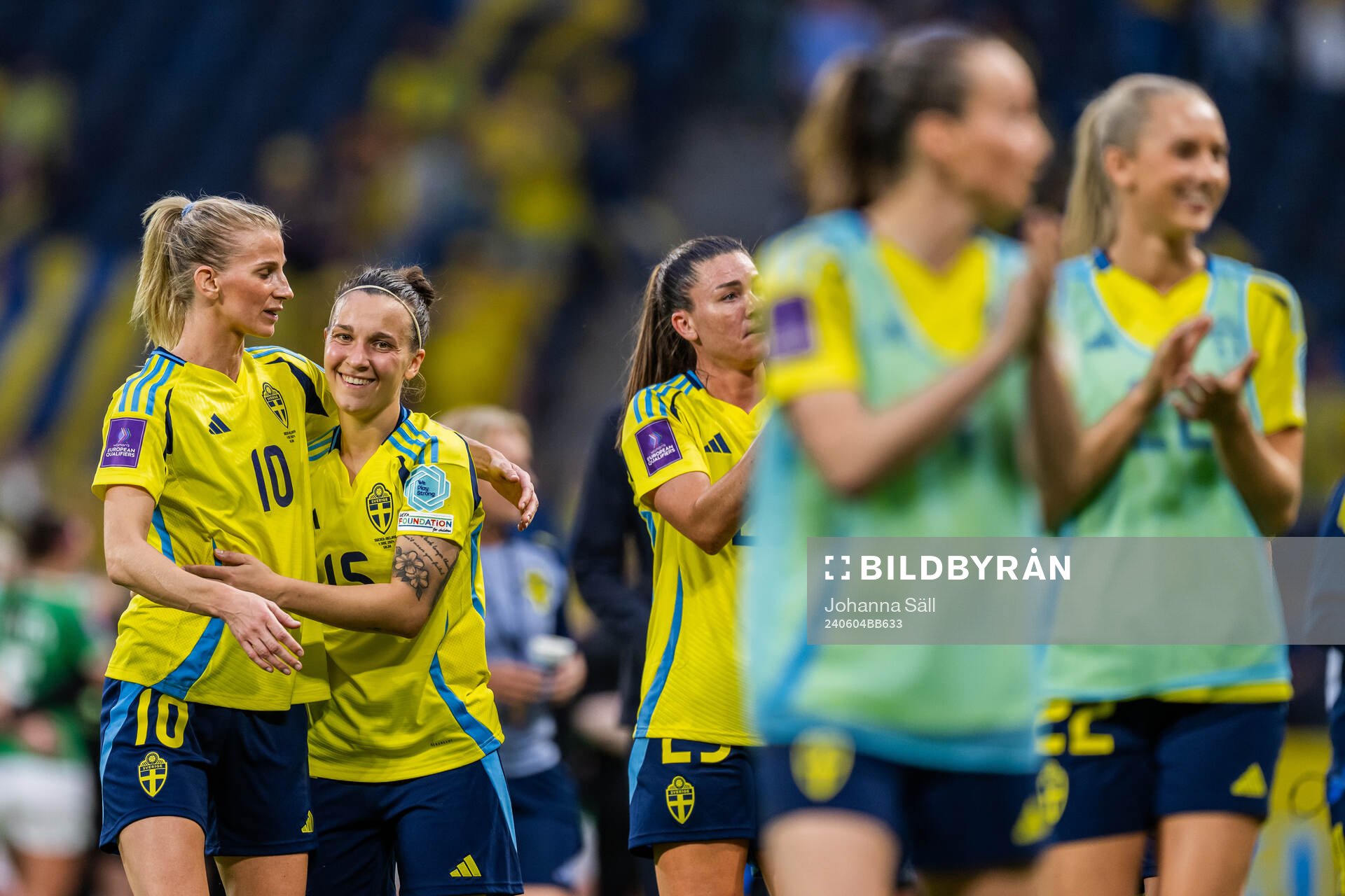 Sofia Jakobsson and Julia Zigotti Olme of Sweden celebrate
