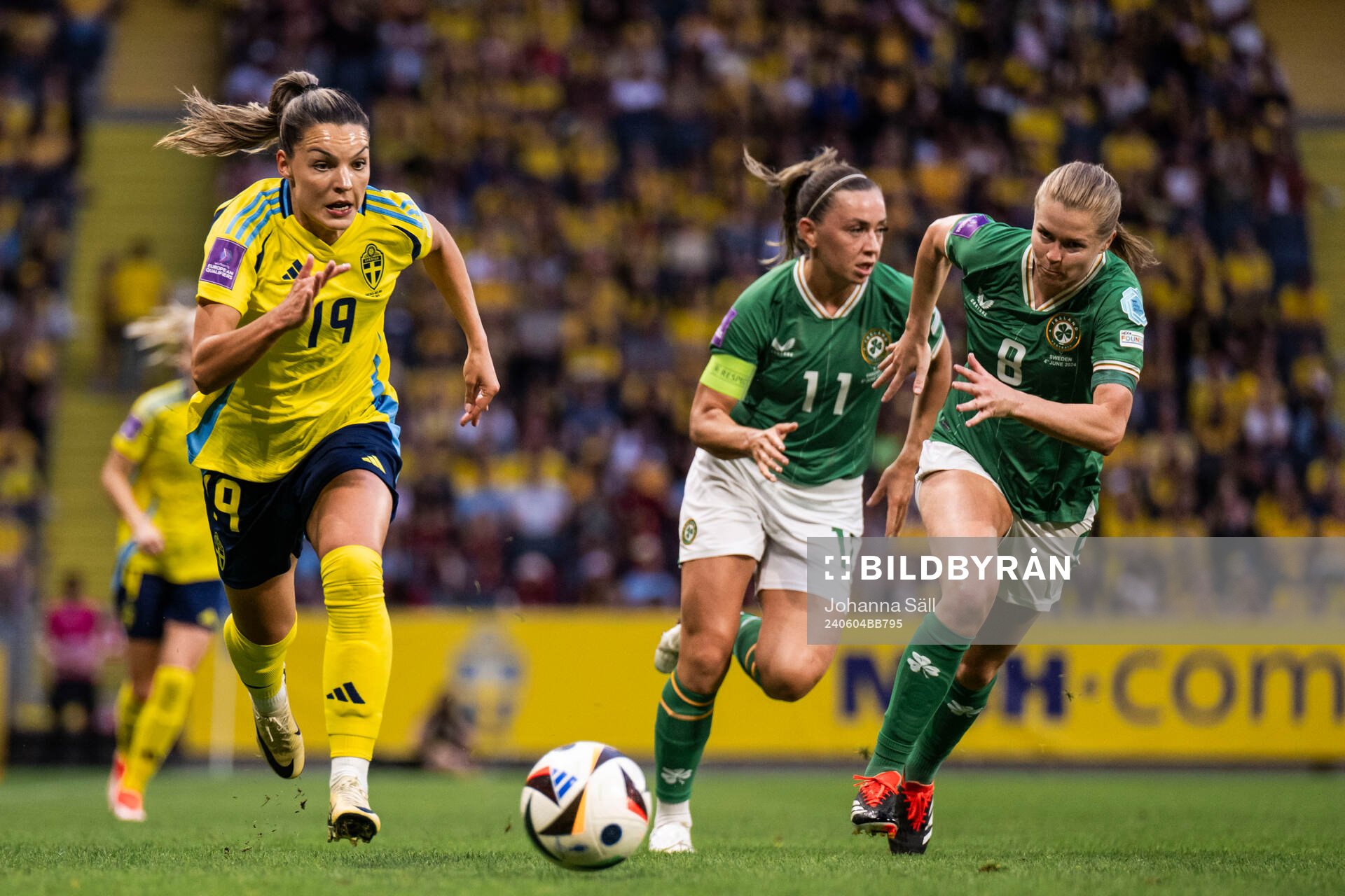 Johanna Rytting Kaneryd of Sweden against Katie McCabe and