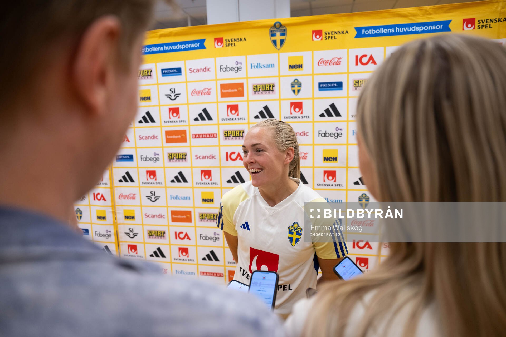 Magdalena Eriksson of Sweden in mixed zone