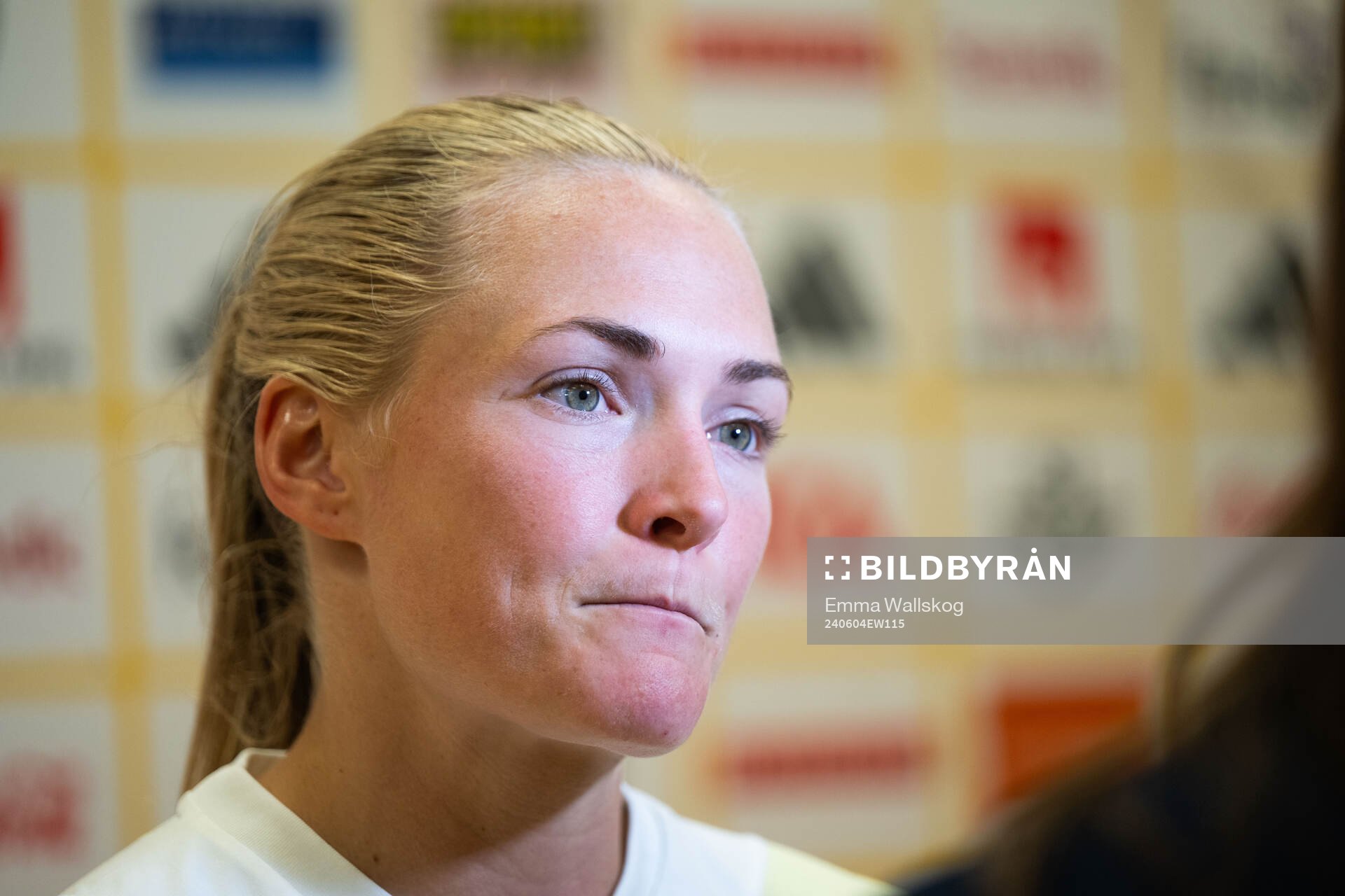 Magdalena Eriksson of Sweden in mixed zone