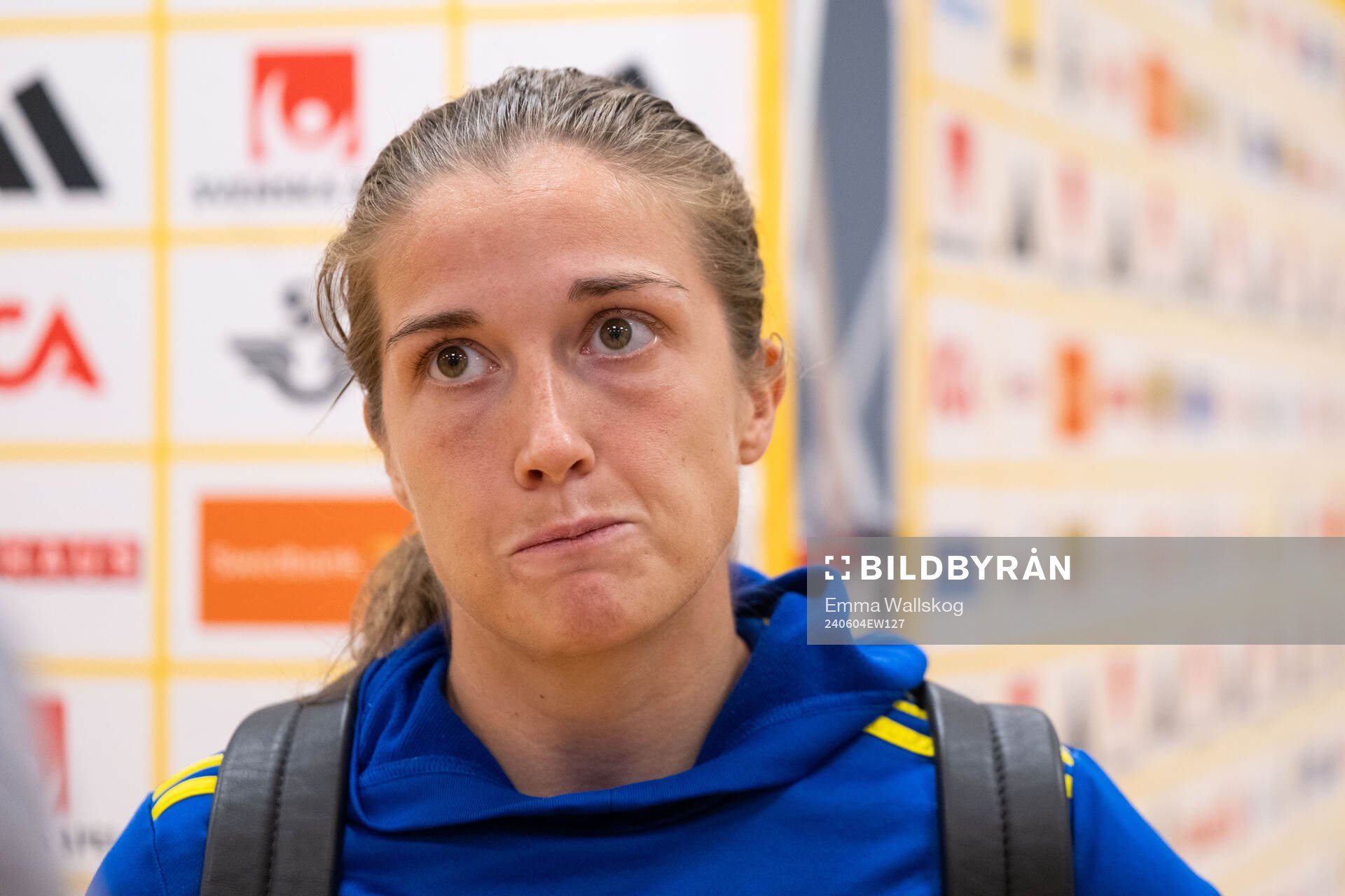 Filippa Angeldal of Sweden in mixed zone