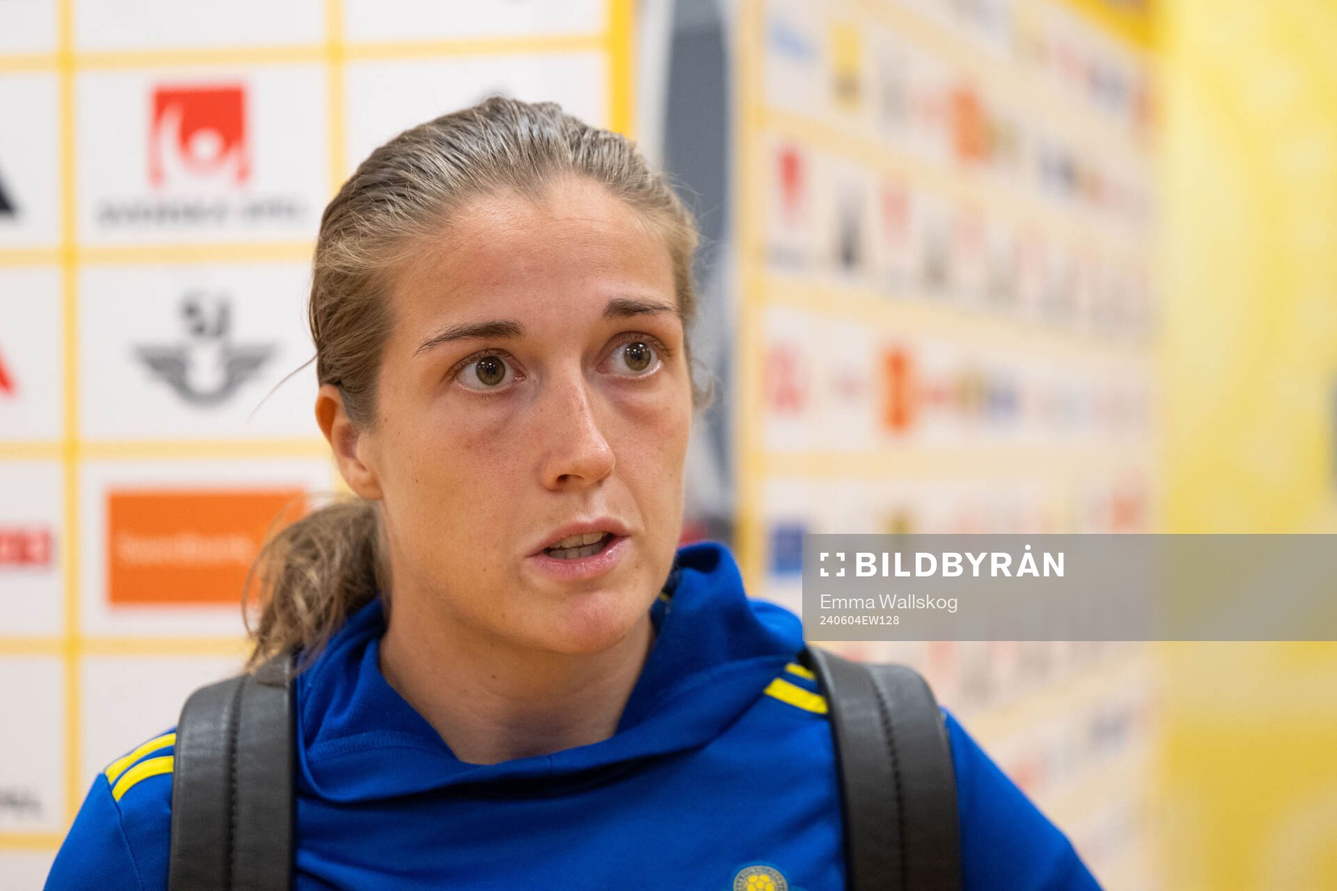 Filippa Angeldal of Sweden in mixed zone