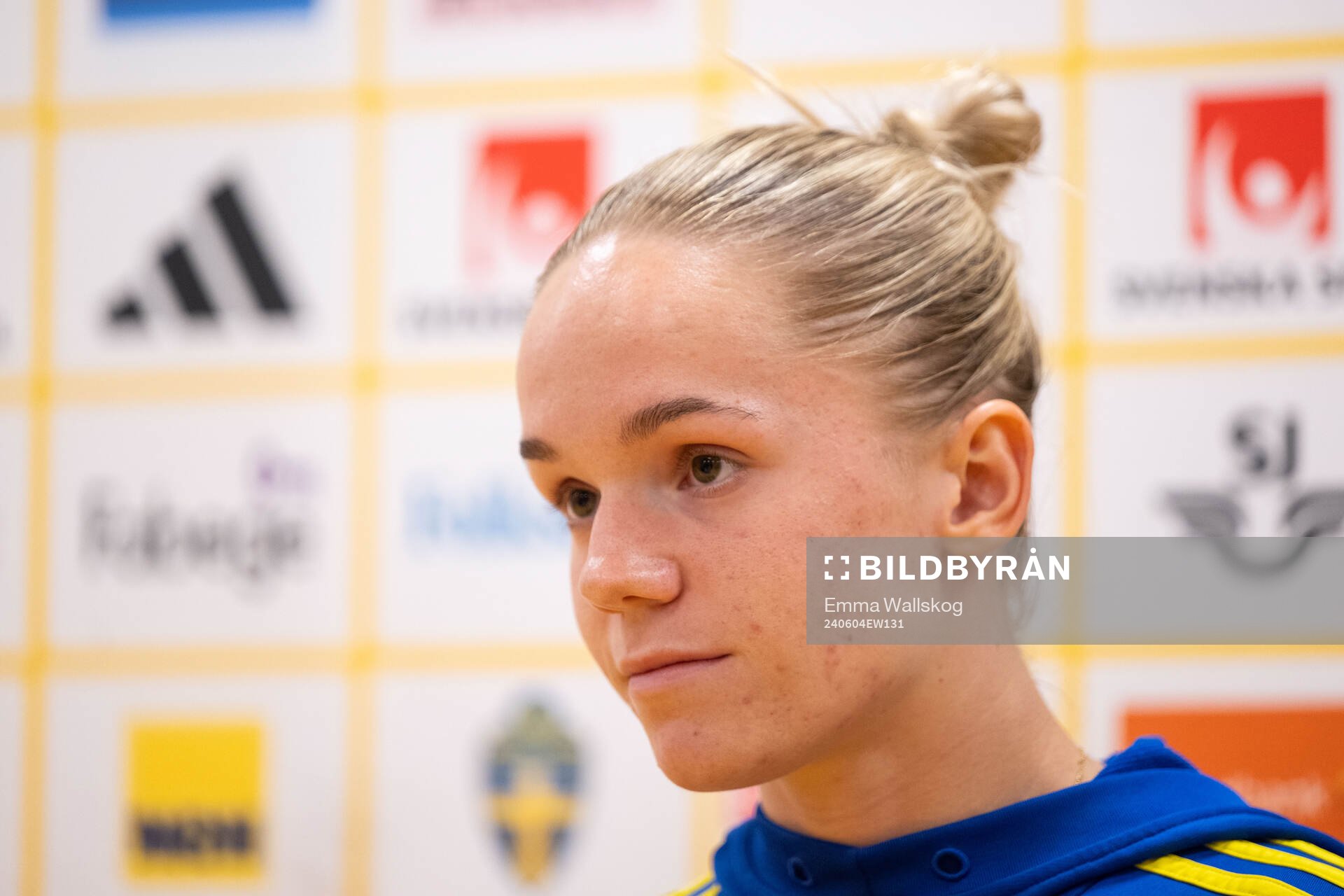 Hanna Lundkvist of Sweden in mixed zone