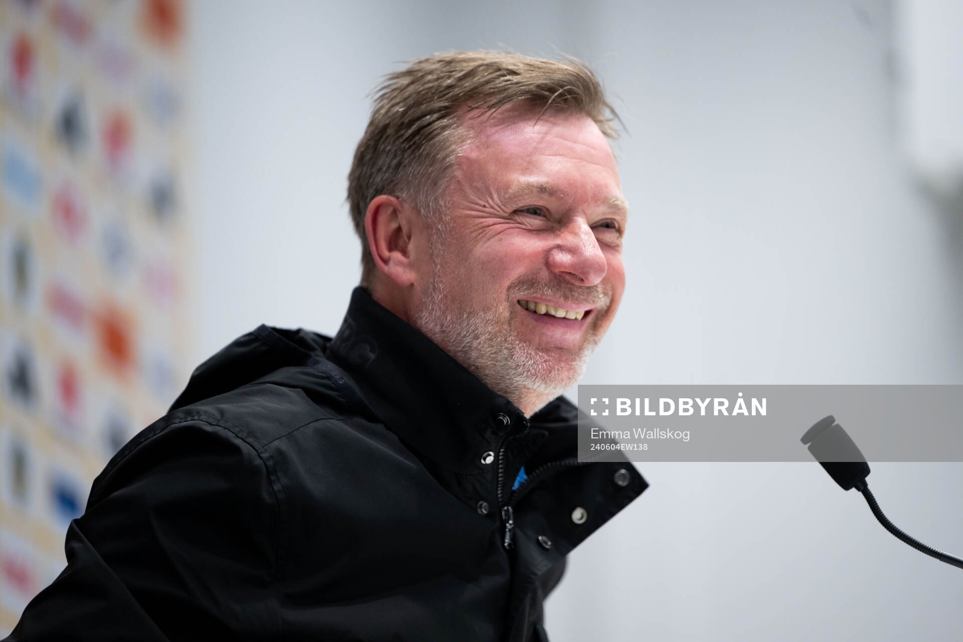 Head coach Peter Gerhardsson of Sweden during a press conference after the UEFA Women's Euro Qualifying football match between Sweden and Ireland on June 4, 2024 in Stockholm.