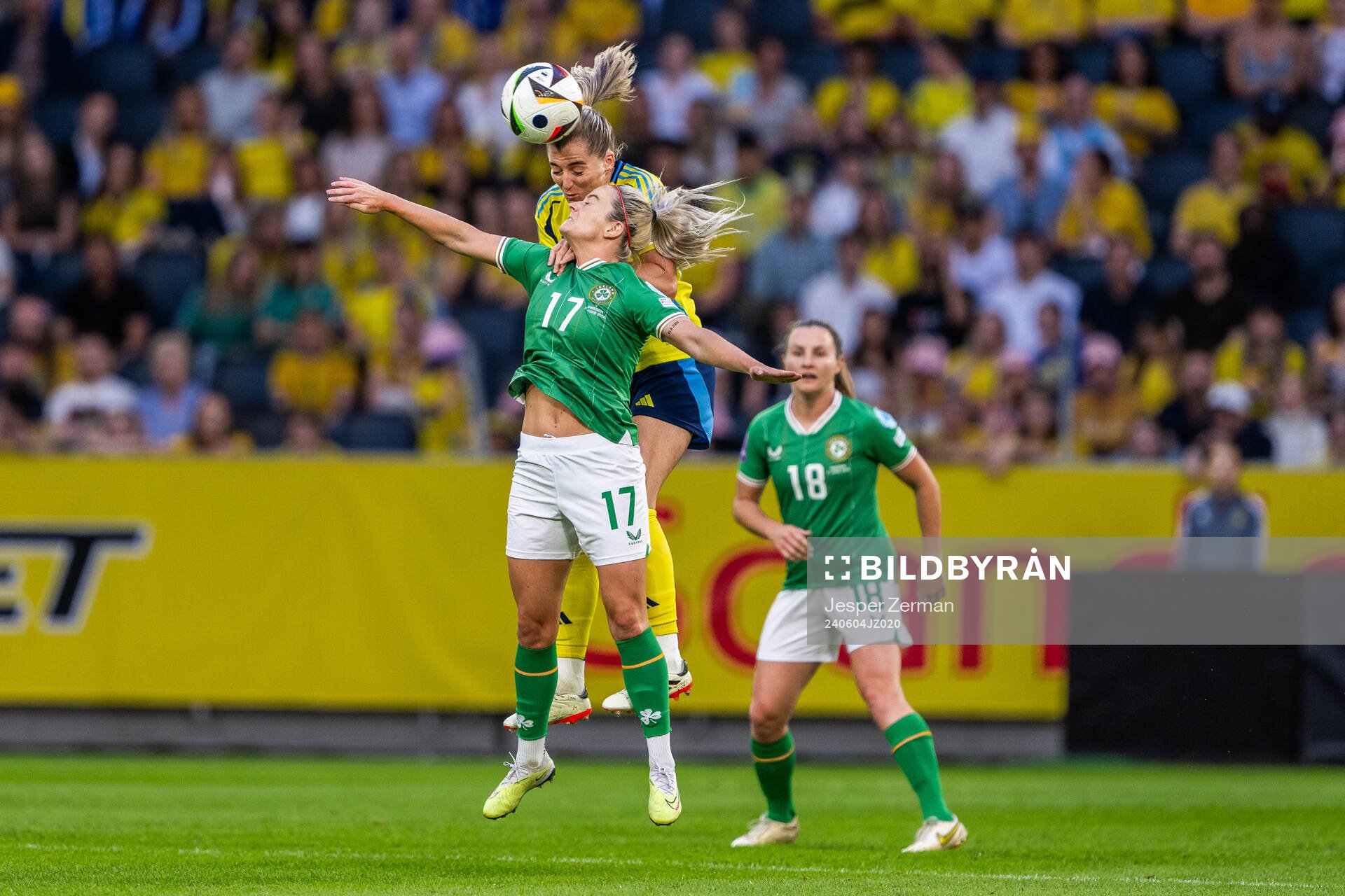 Lily Agg of Republic of Ireland and Linda Sembrant of Sweden
