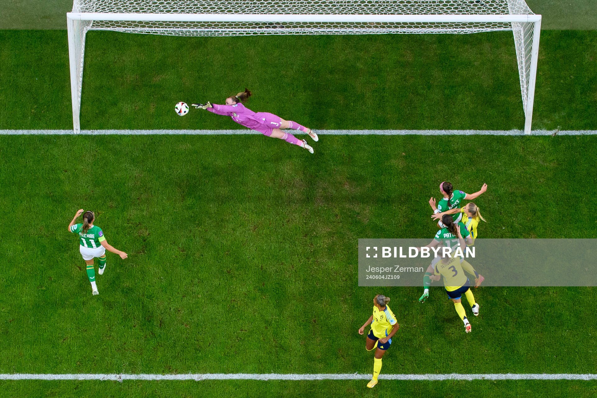 goalkeeper Courtney Brosnan of Republic of Ireland during the UEFA Women's Euro Qualifying football match between Sweden and Ireland on June 4, 2024 in Stockholm.