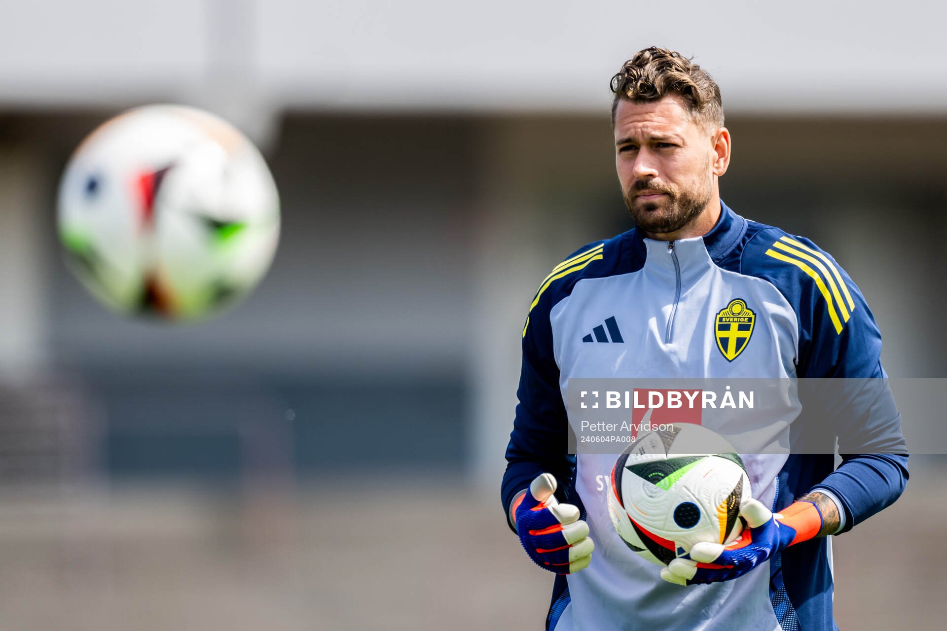 Goalkeeper Kristoffer Nordfeldt of the Swedish men's