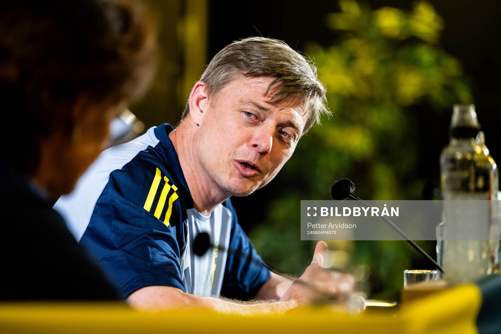 Head coach Jon Dahl Tomasson of the Swedish national football team at a press conference on June 4, 2024 in Malmö. 