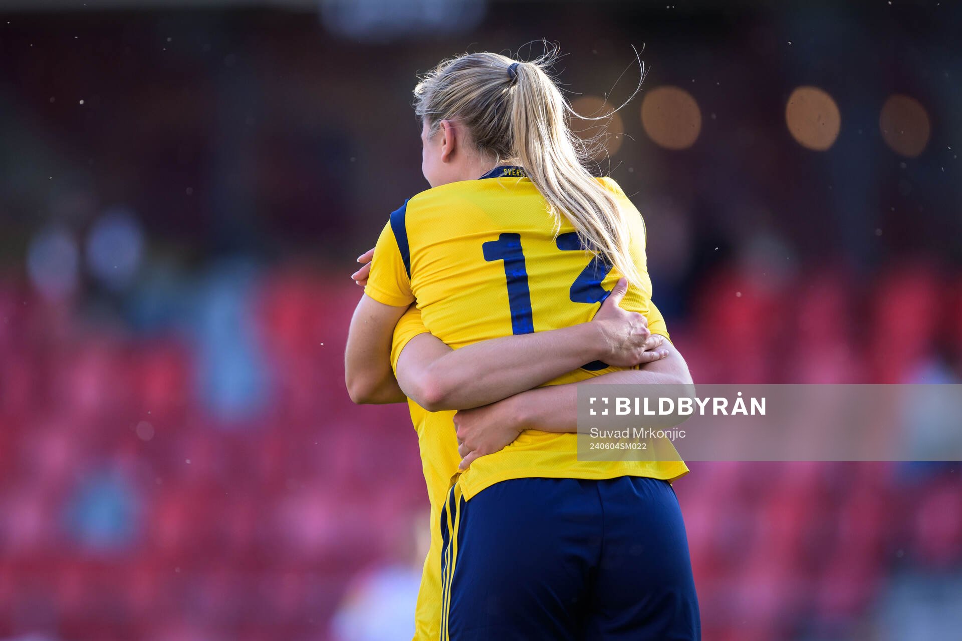 Alice Bergström of Sweden celebrates after 1-0 during the women's under-23 international friendly football match between Sweden and Germany on June 4, 2024 in Växjö.