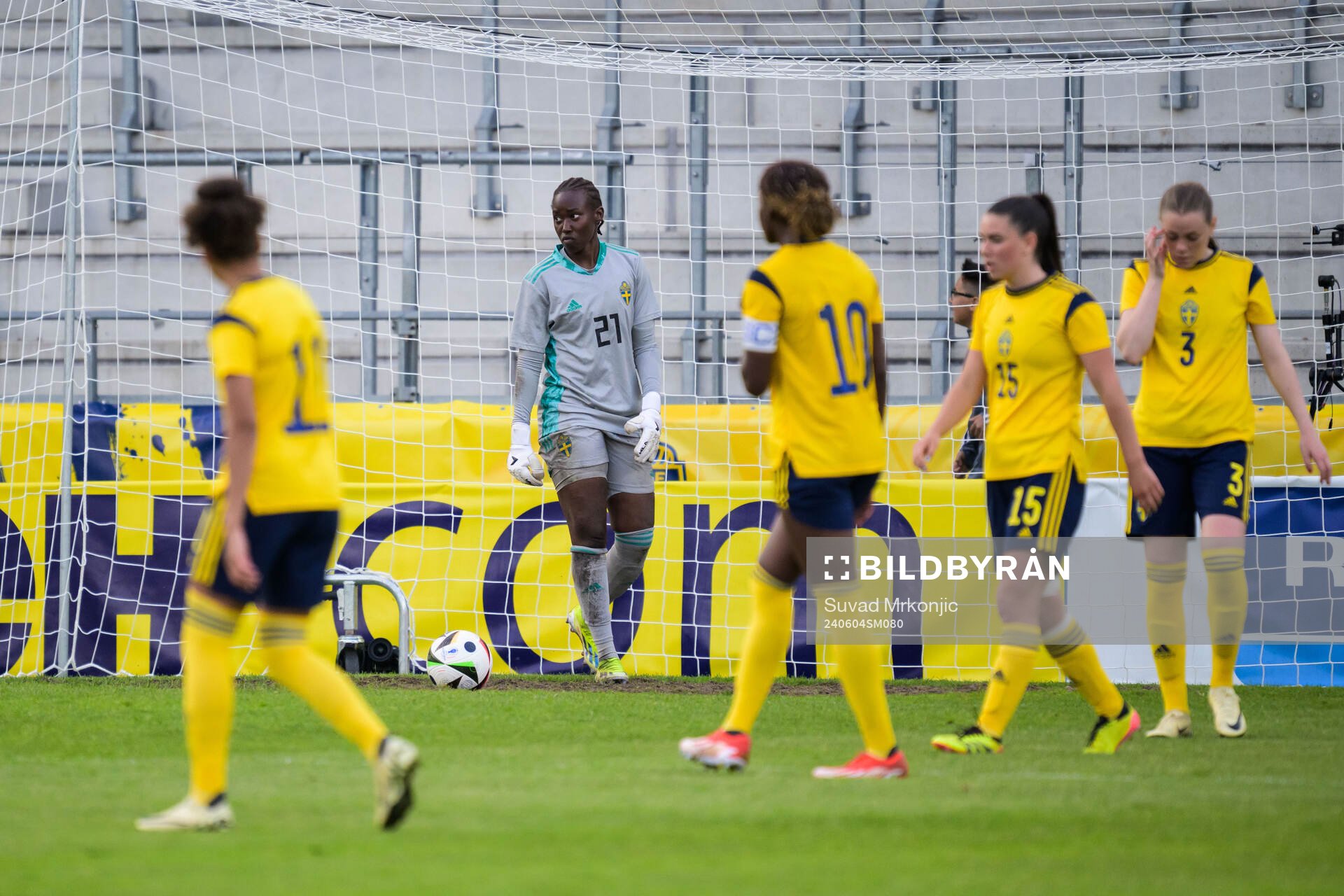 Goalkeeper Angel Mukasa of Sweden looks dejected