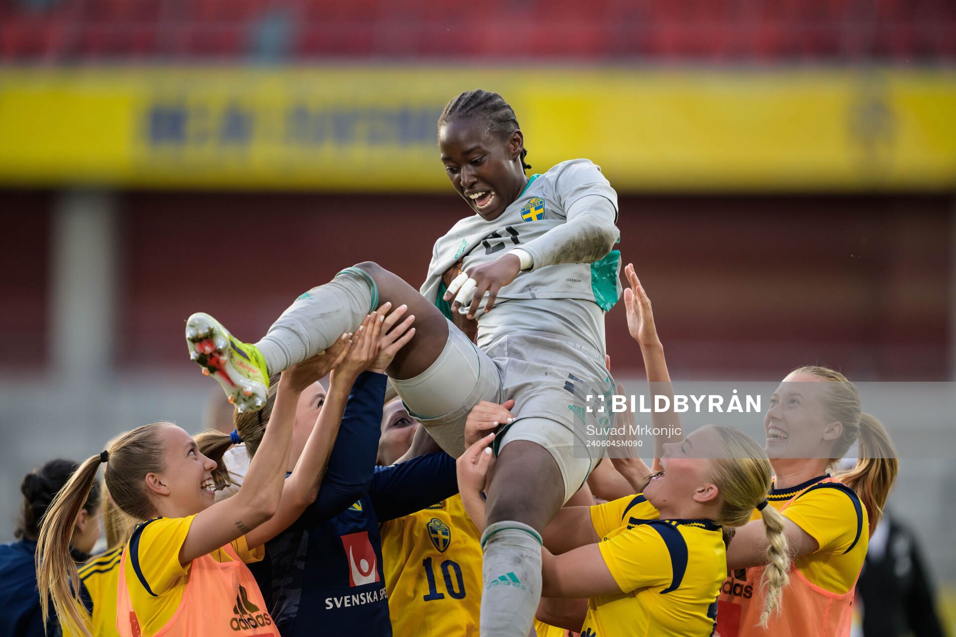 Goalkeeper Angel Mukasa of Sweden celebrates