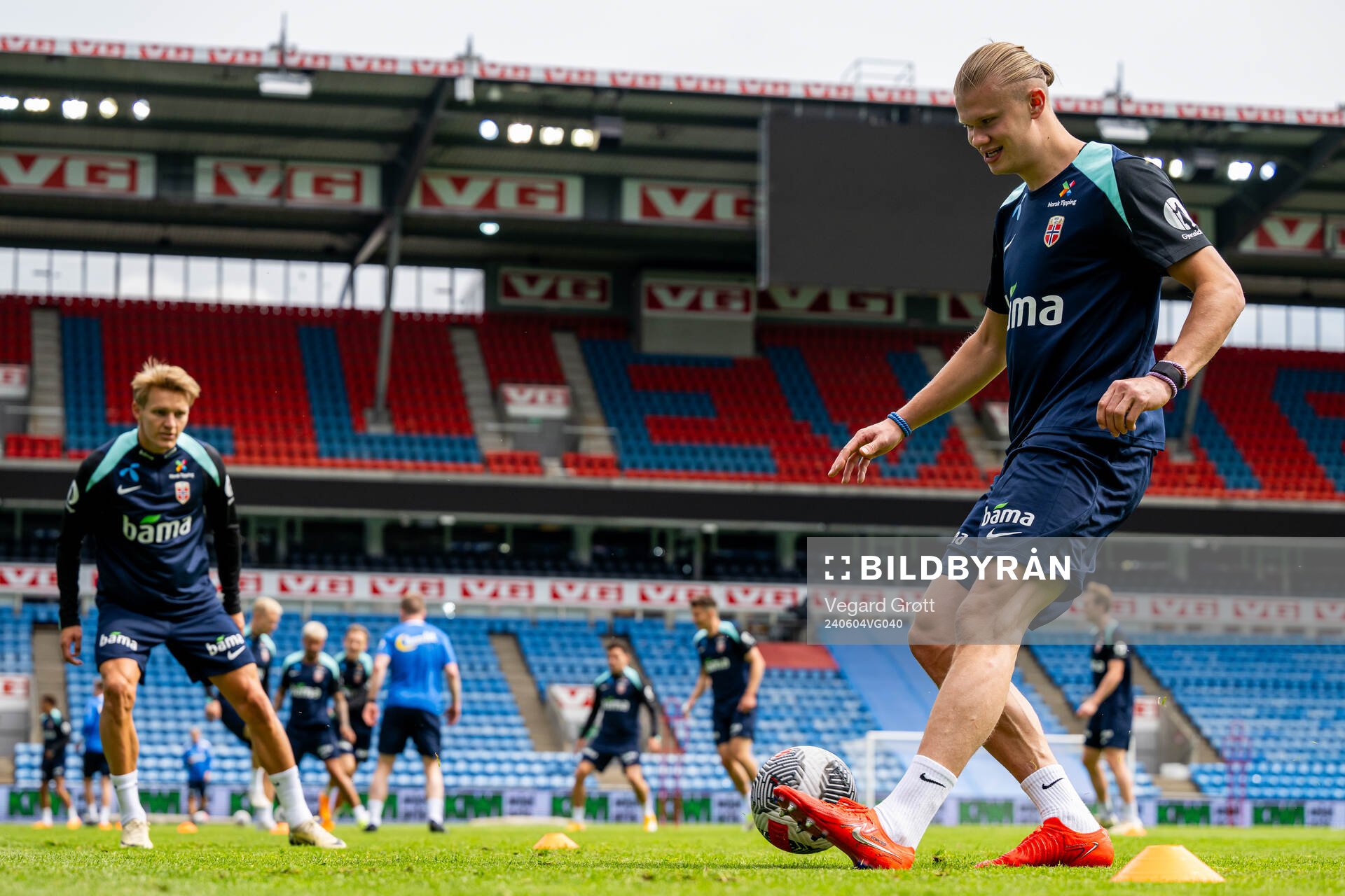 Martin Ødegaard and Erling Braut Haaland of the Norwegian