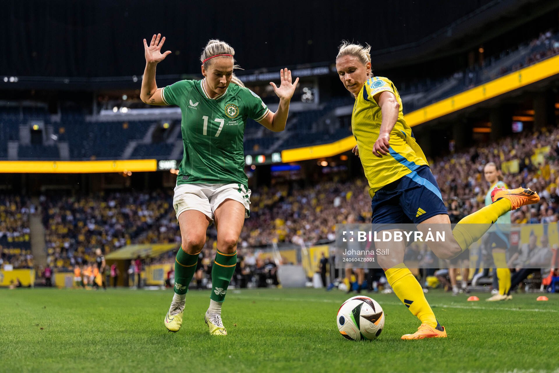 Lily Agg of Republic of Ireland and Jonna Andersson of