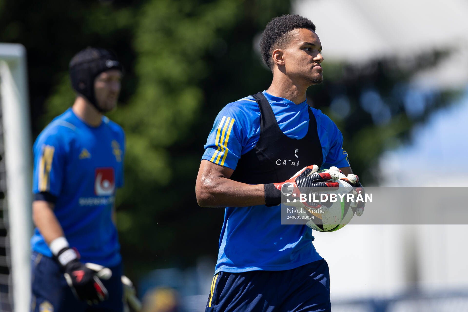 Football, Sweden, Under-21, Training: Oliver Dovin of the Swedish under-21 national football team during a training session on June 5, 2024 in Sesvete.