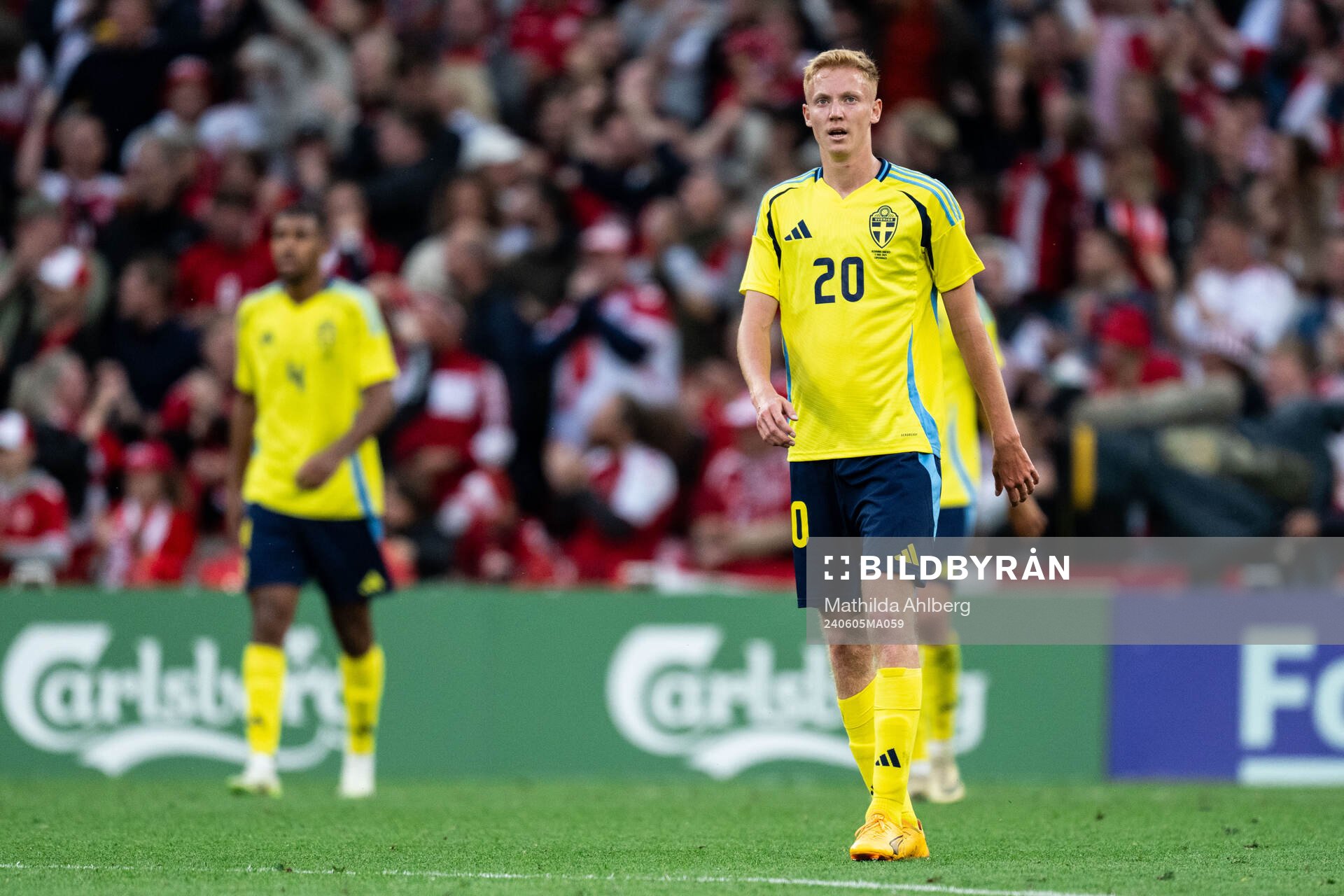 Hugo Larsson of Sweden looks dejected