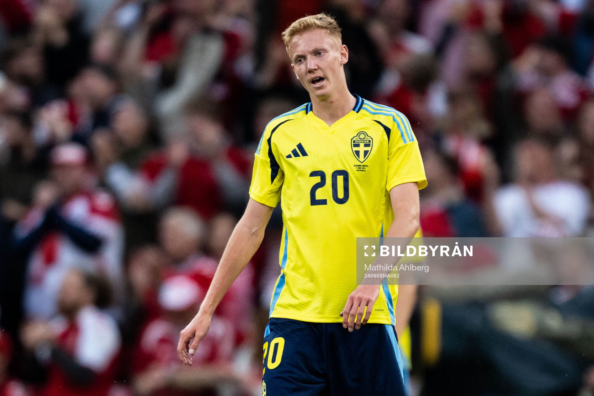 Hugo Larsson of Sweden looks dejected