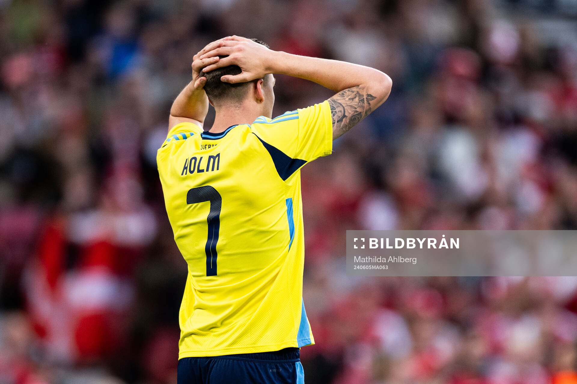 Emil Holm of Sweden looks dejected
