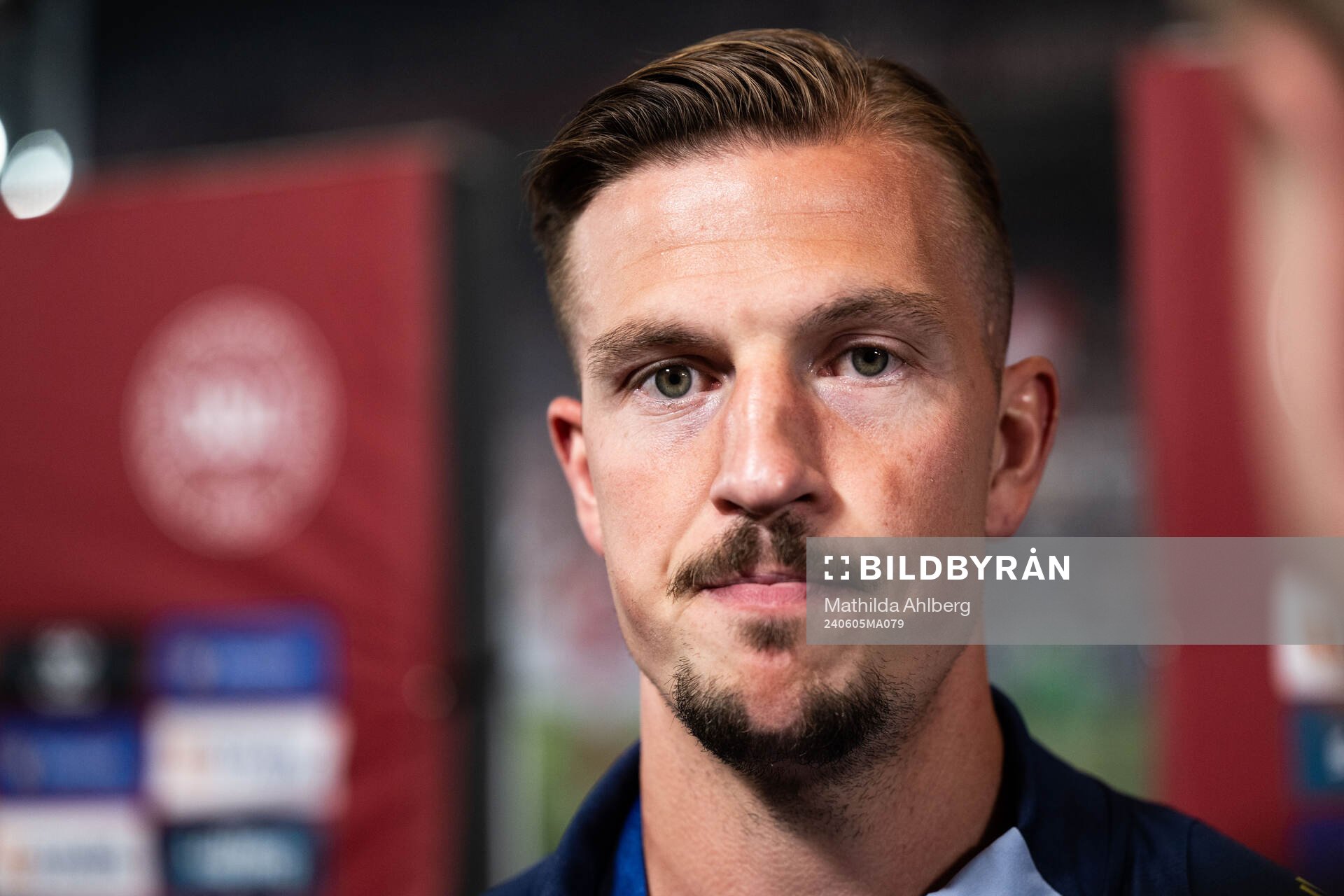 Simon Olsson of Sweden in mixed zone