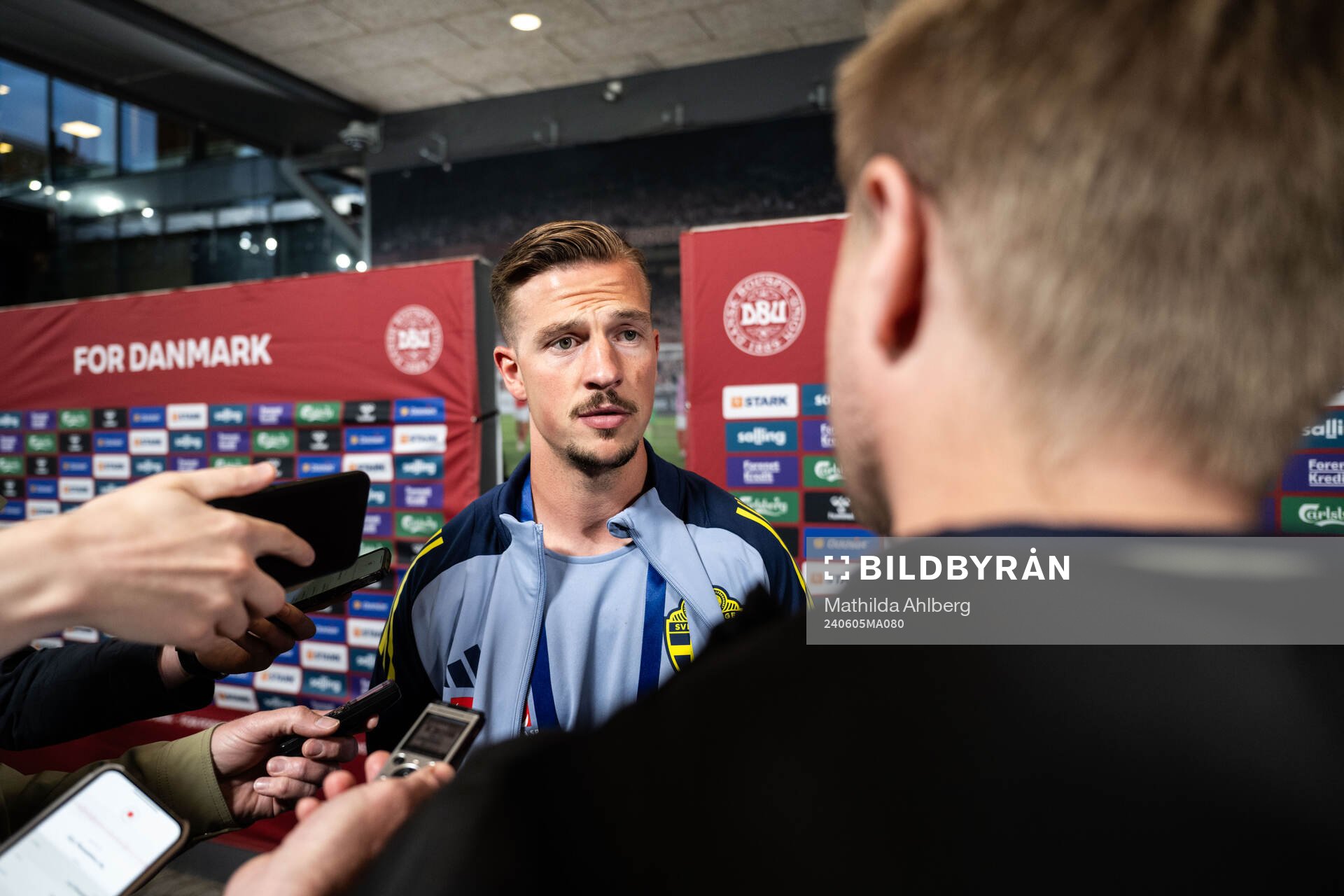Simon Olsson of Sweden in mixed zone