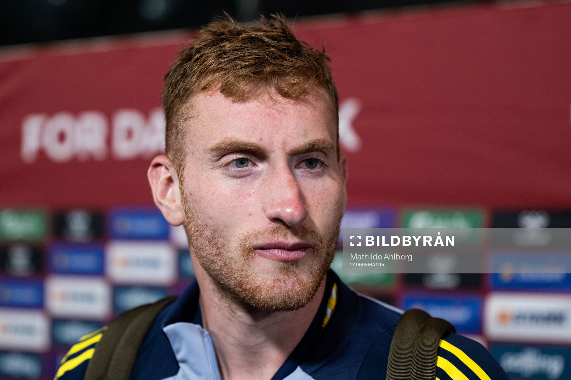 Dejan Kulusevski of Sweden in mixed zone after the international friendly football match between Denmark and Sweden on June 5, 2024 in Copenhagen. 