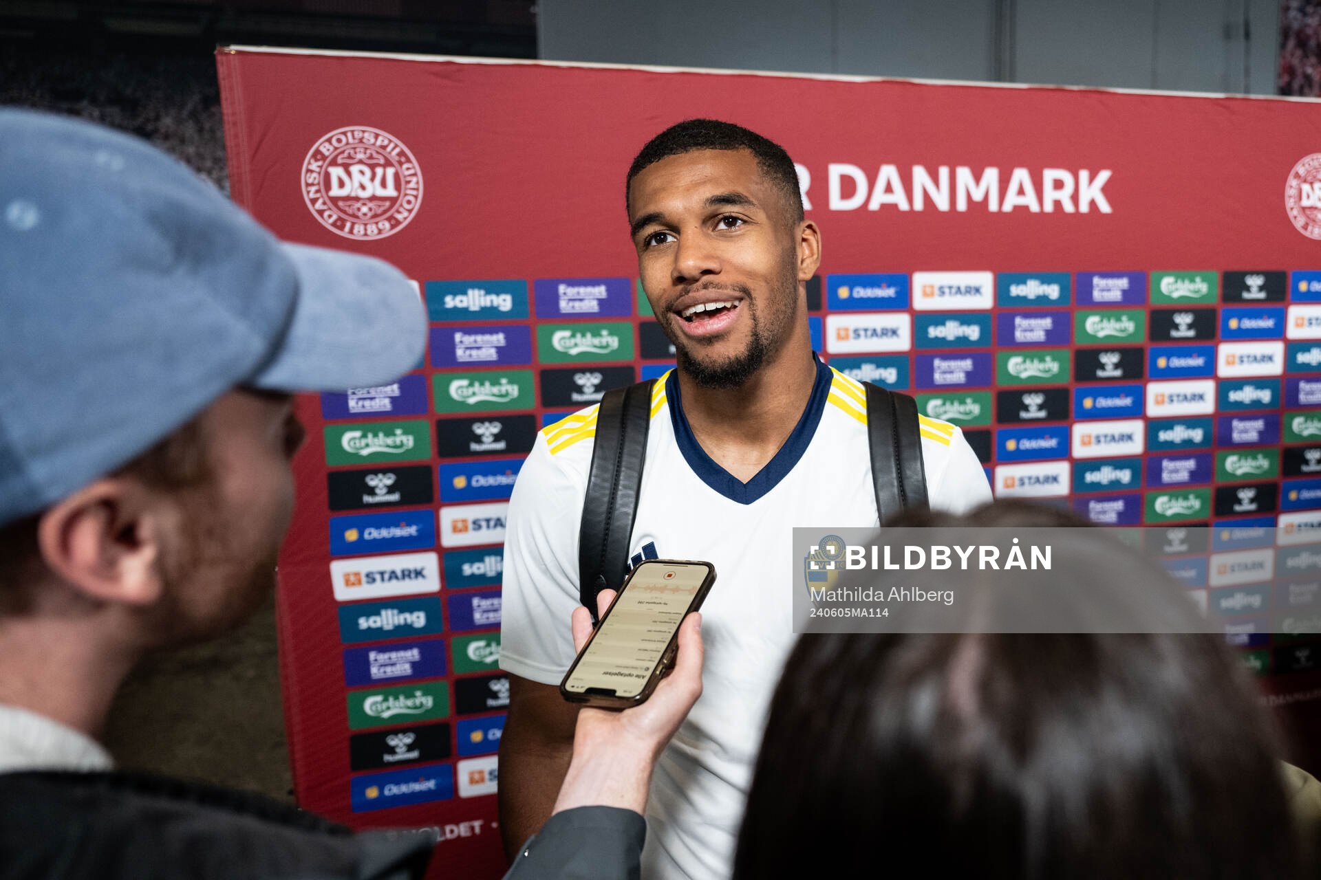 Isak Hien of Sweden in mixed zone