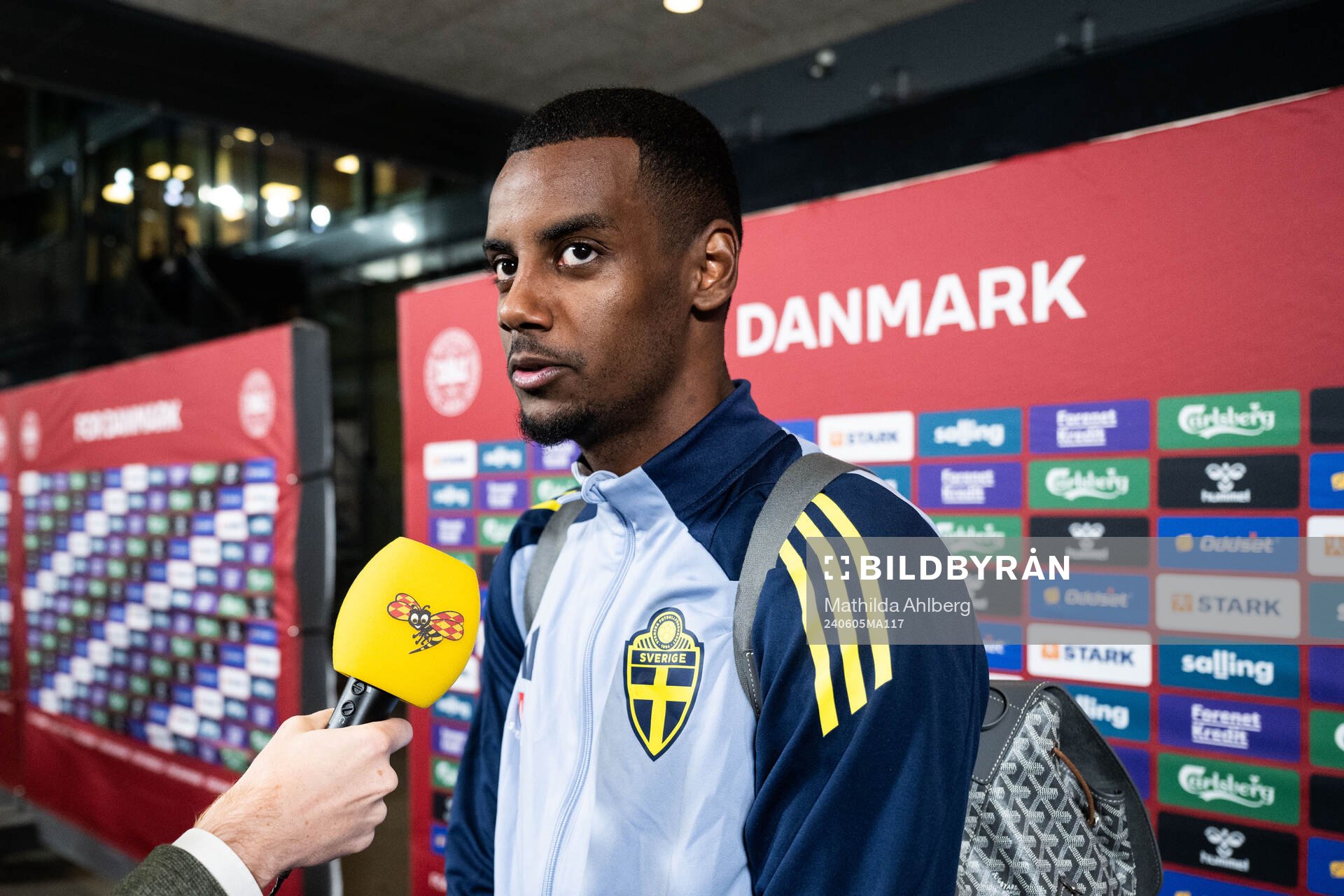 Alexander Isak of Sweden in mixed zone