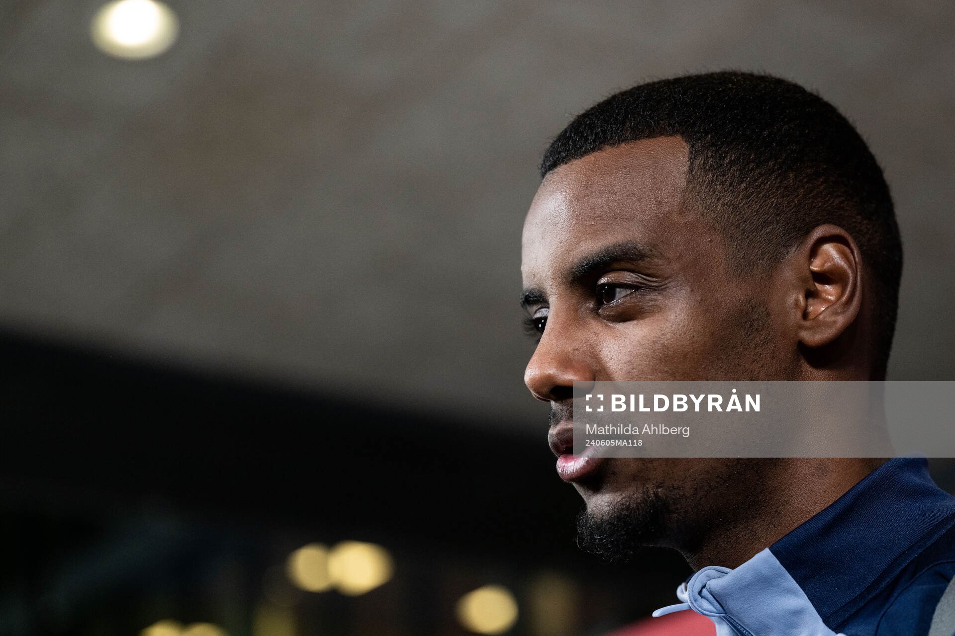 Alexander Isak of Sweden in mixed zone