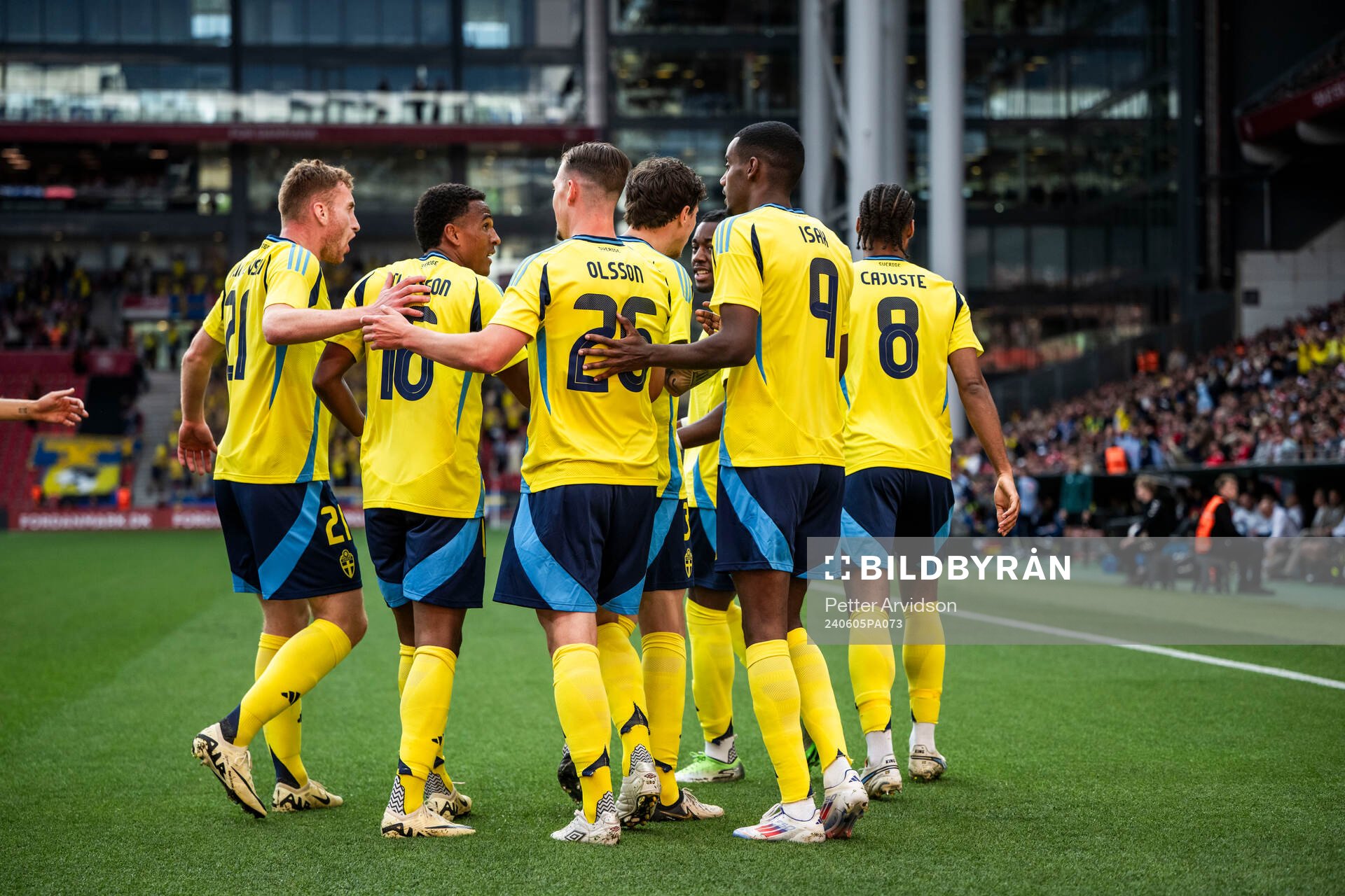Players of Sweden celebrate