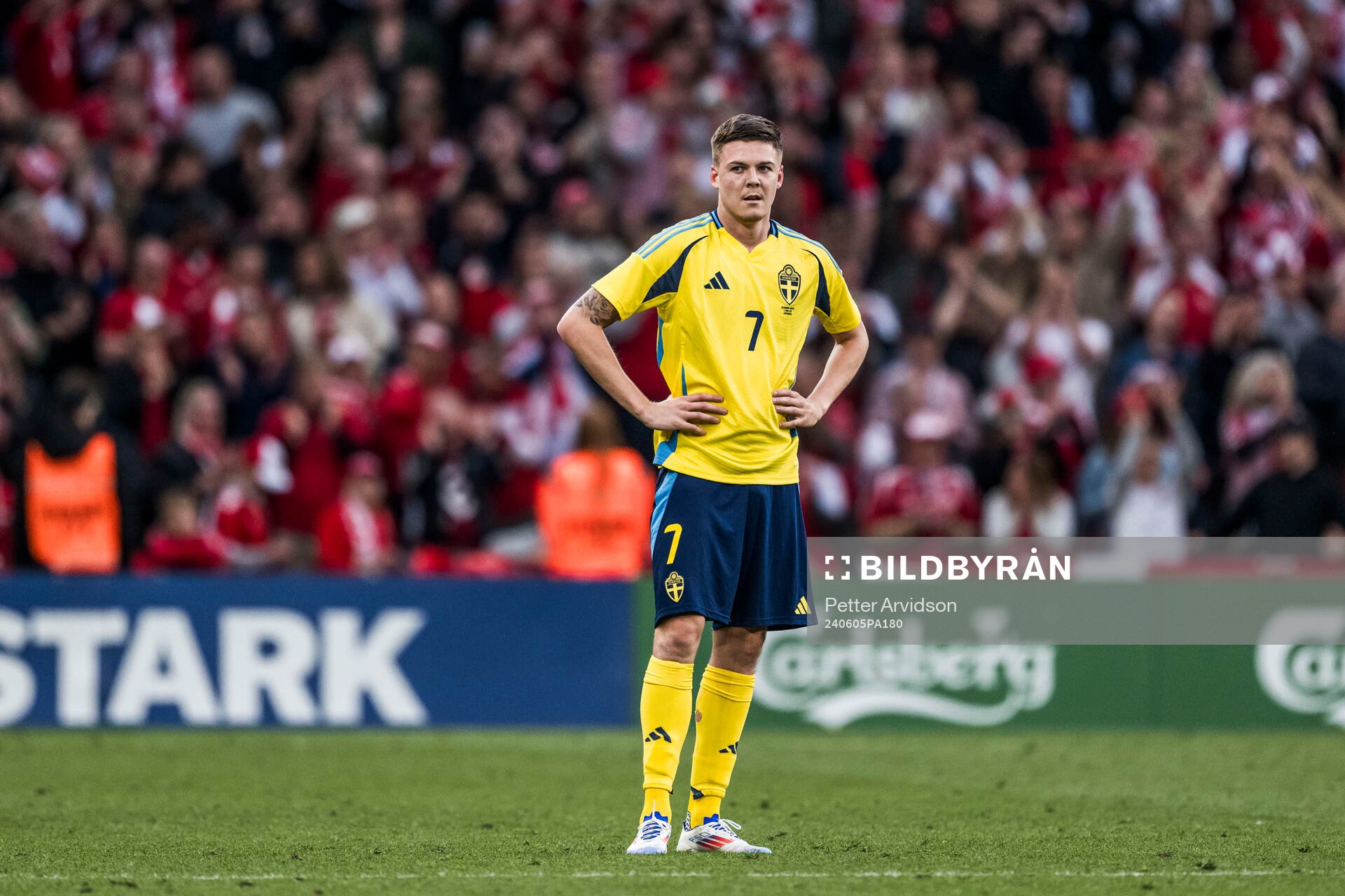 Emil Holm of Sweden looks dejected