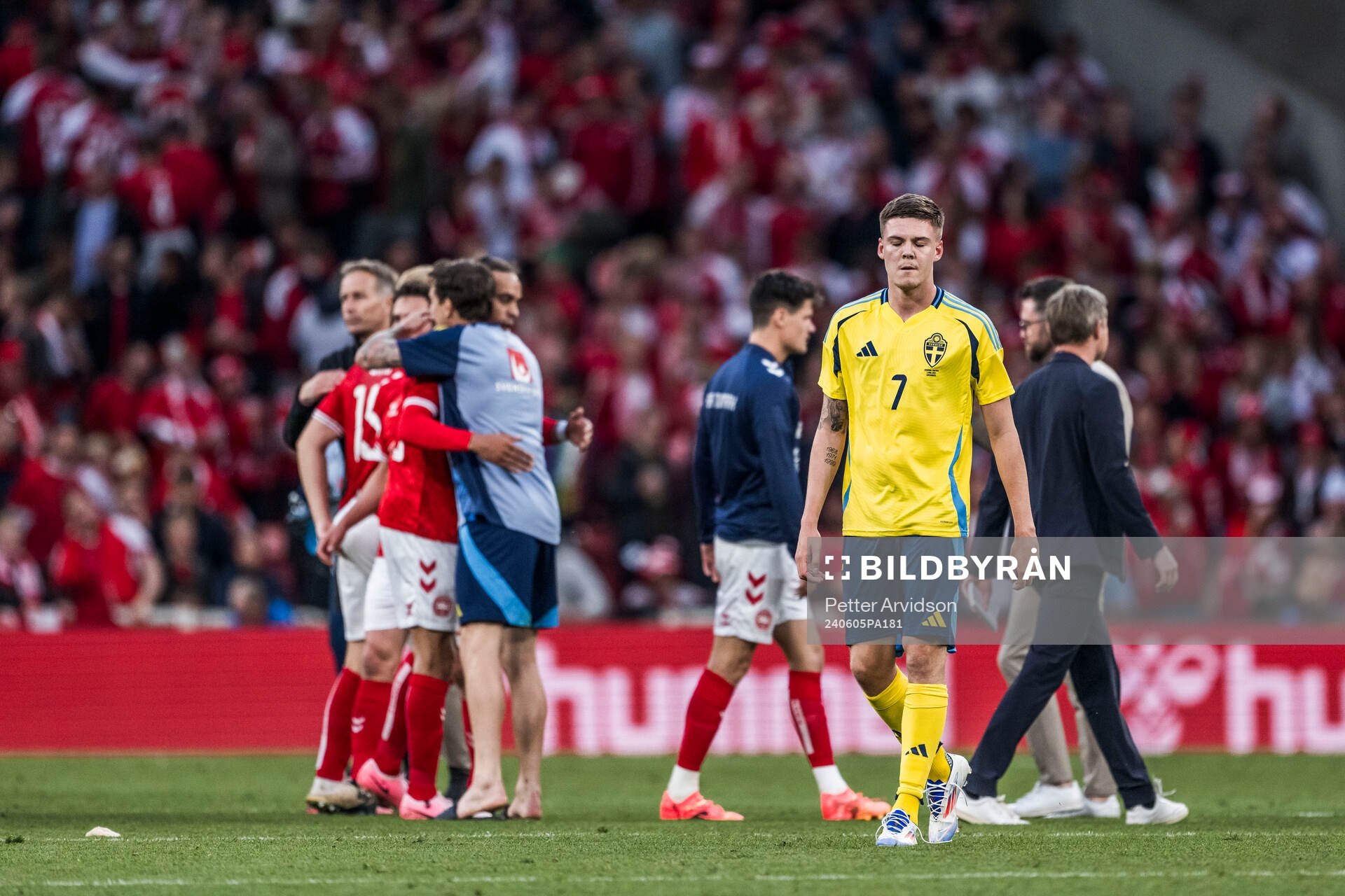 Emil Holm of Sweden looks dejected