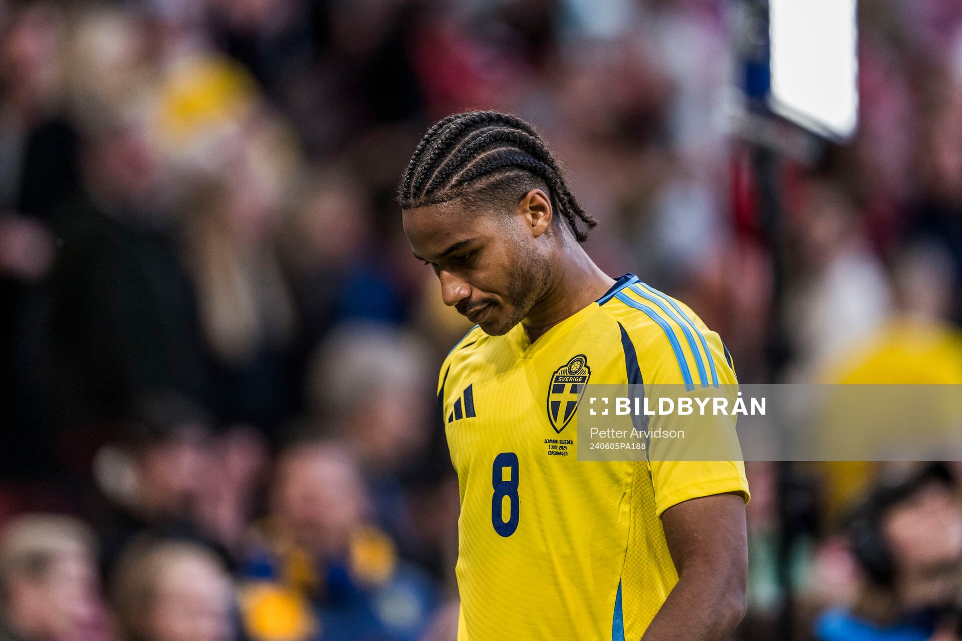 Jens-Lys Michel Cajuste of Sweden looks dejected