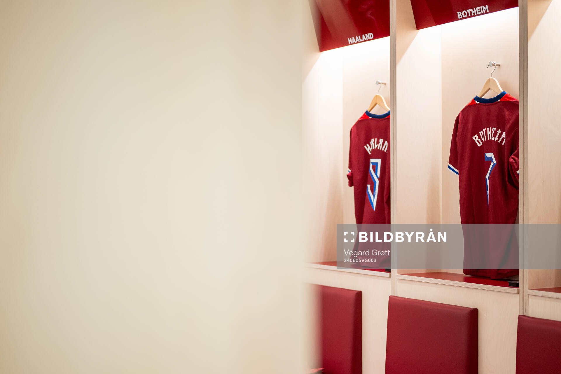 The kits of Erling Braut Haaland and Erik Botheim of Norway