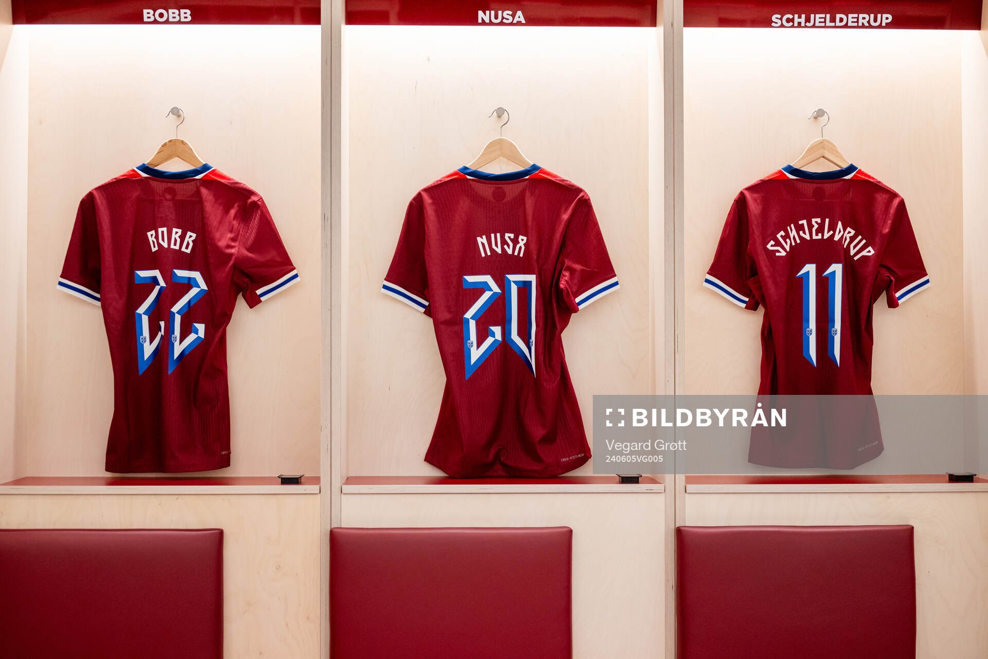 The kits of Oscar Bobb, Antonio Nusa and Andreas