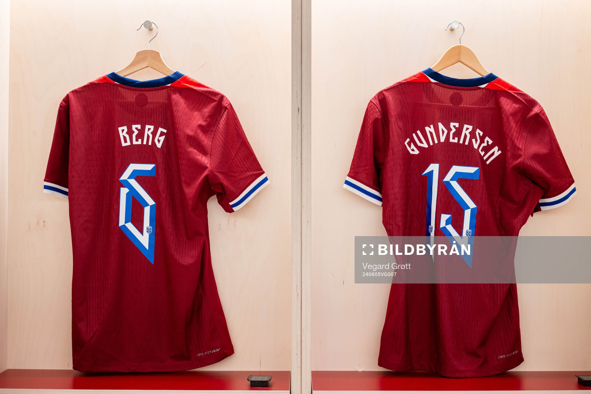 The kits of Patrick Berg and Jostein Gundersen of Norway in