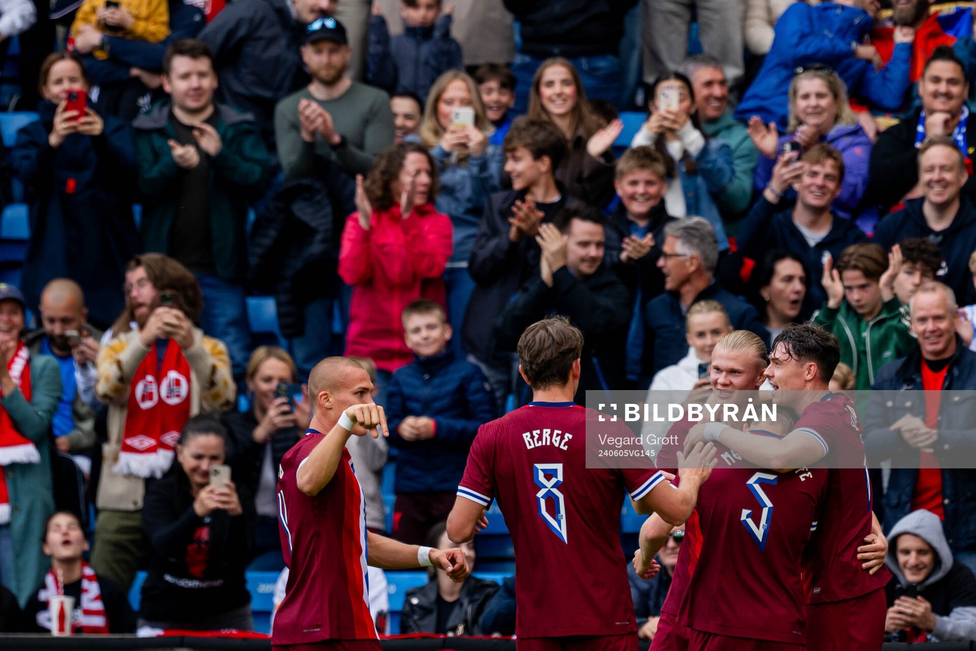 Erling Braut Haaland of Norway celebrates with Sander