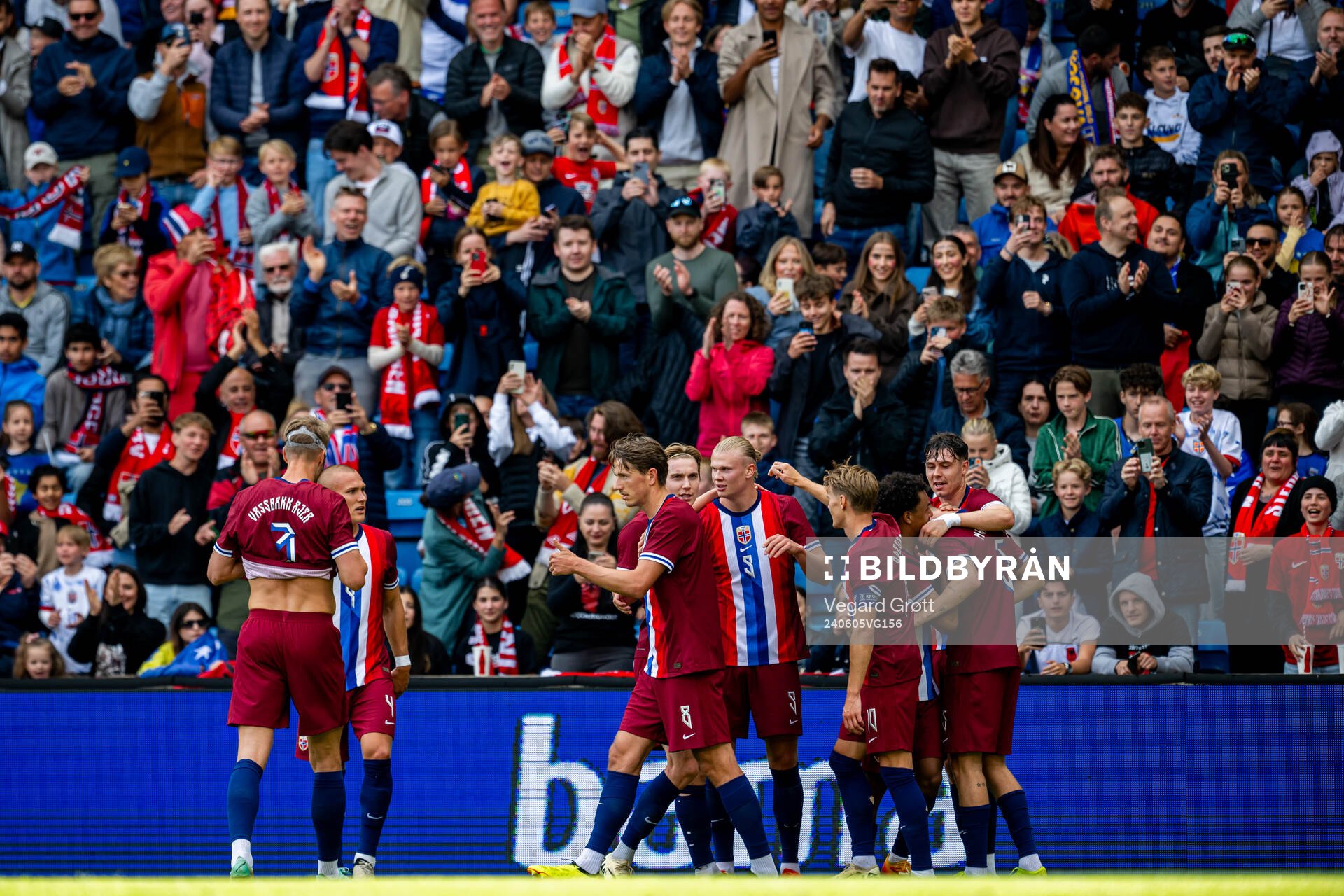 Erling Braut Haaland of Norway celebrates with Sander