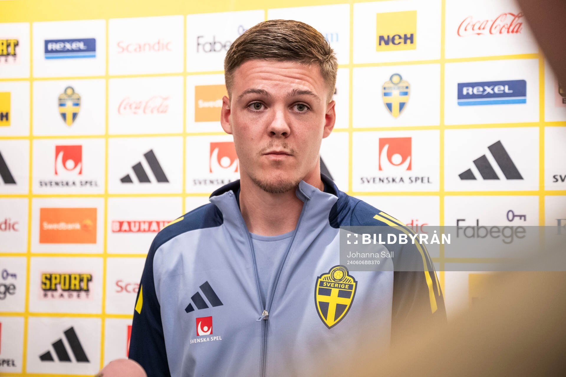 Emil Holm of the Swedish national football team at a mixed