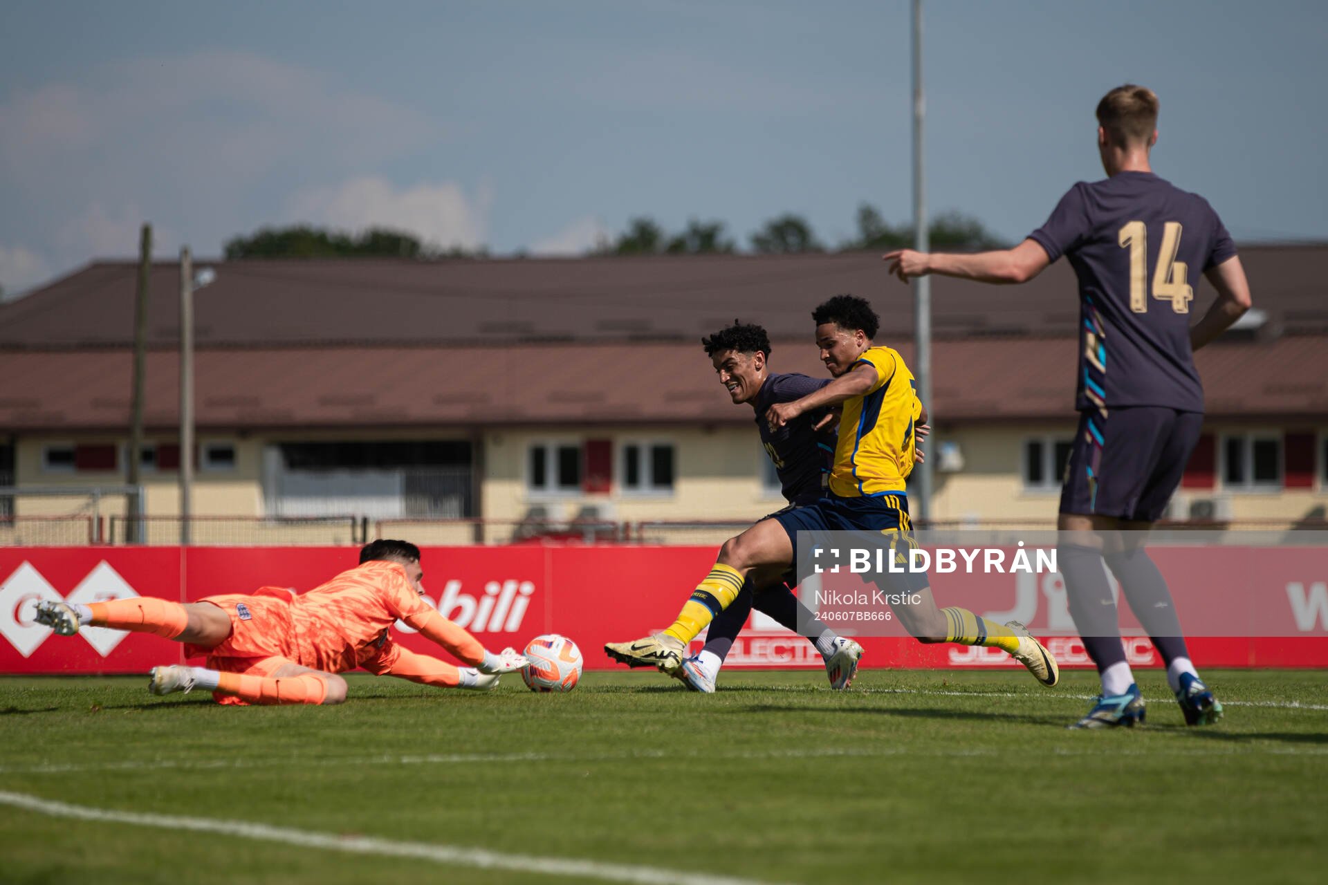 Ben Chrisene of England and Momodou Sonko of Sweden