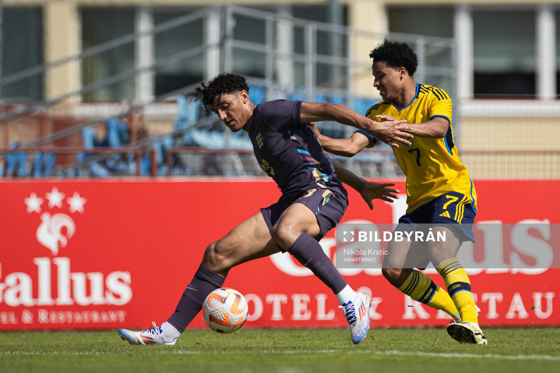 Ben Chrisene of England and Momodou Sonko of Sweden