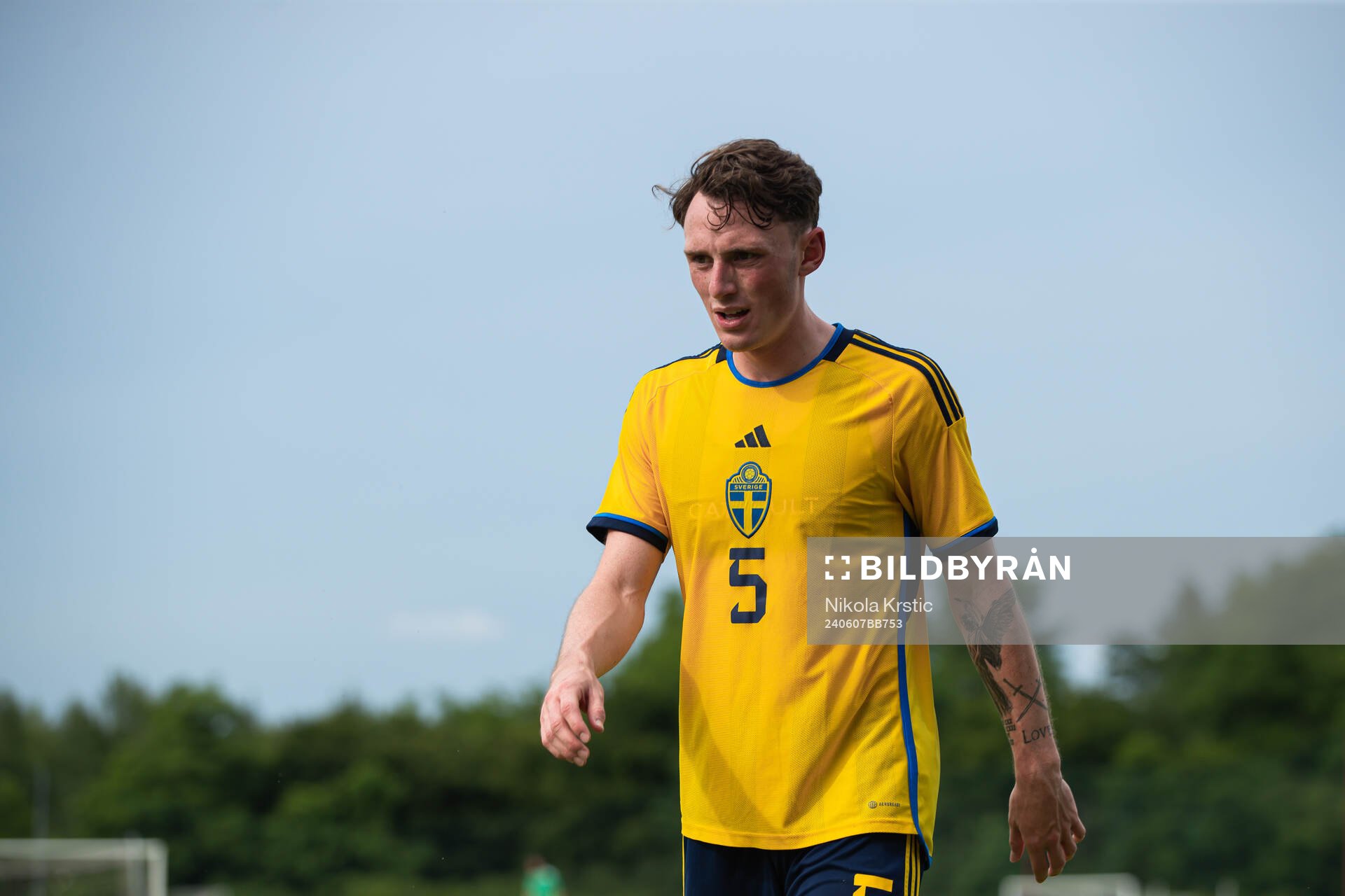Noah Persson of Sweden during the under-21 international friendly football match between Sweden and England on June 7, 2024 in Zagreb. 